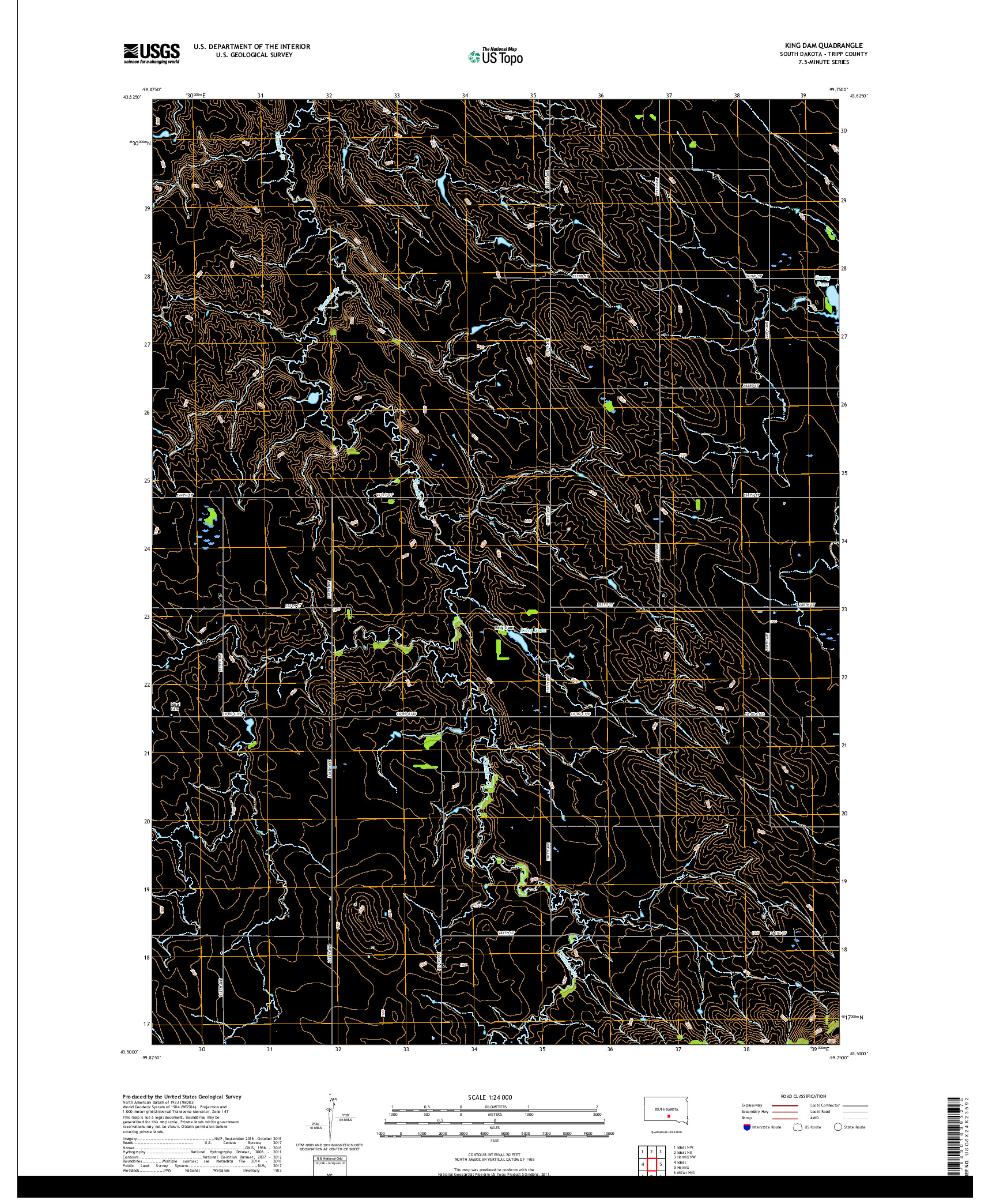 USGS US TOPO 7.5-MINUTE MAP FOR KING DAM, SD 2017
