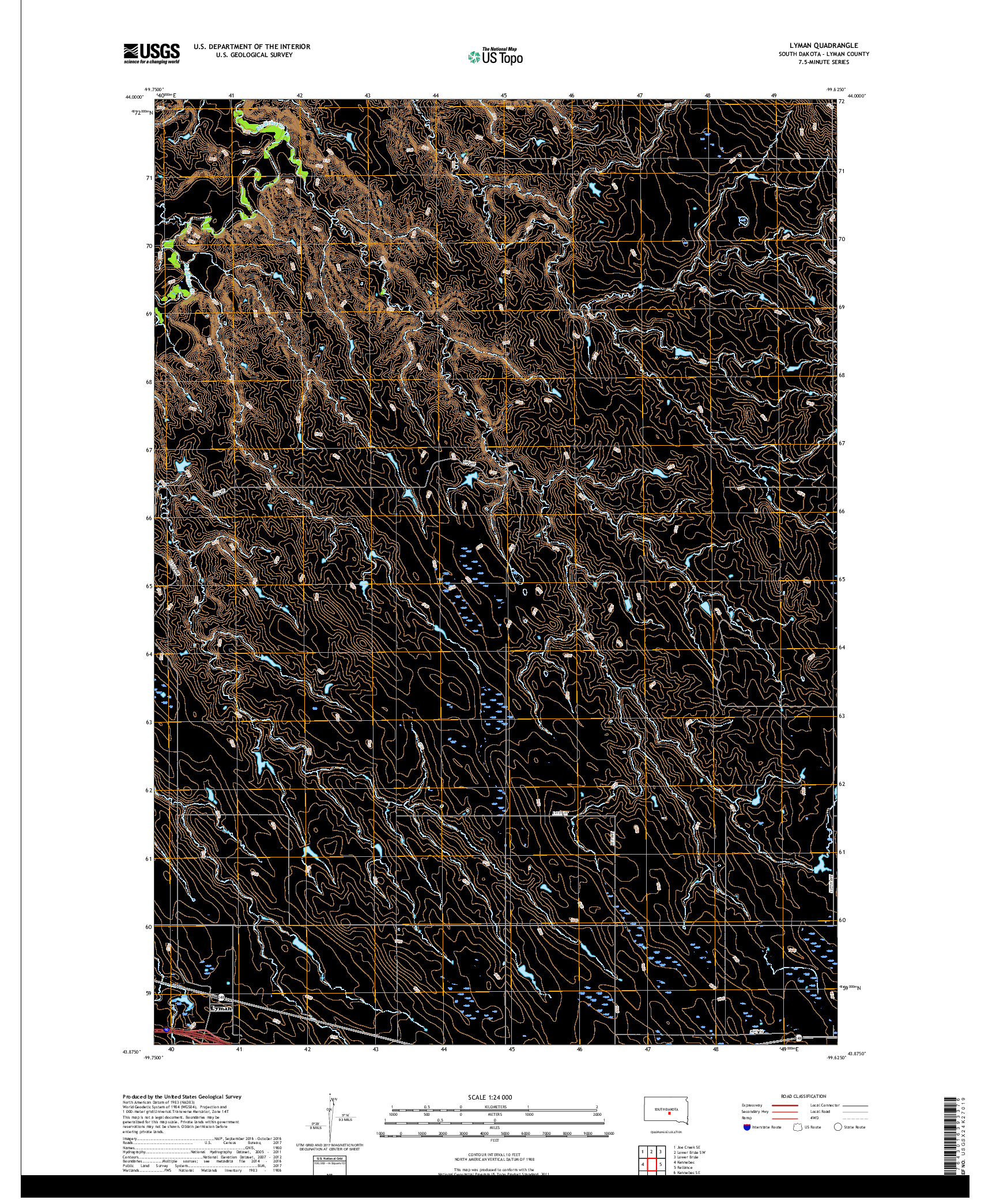 USGS US TOPO 7.5-MINUTE MAP FOR LYMAN, SD 2017