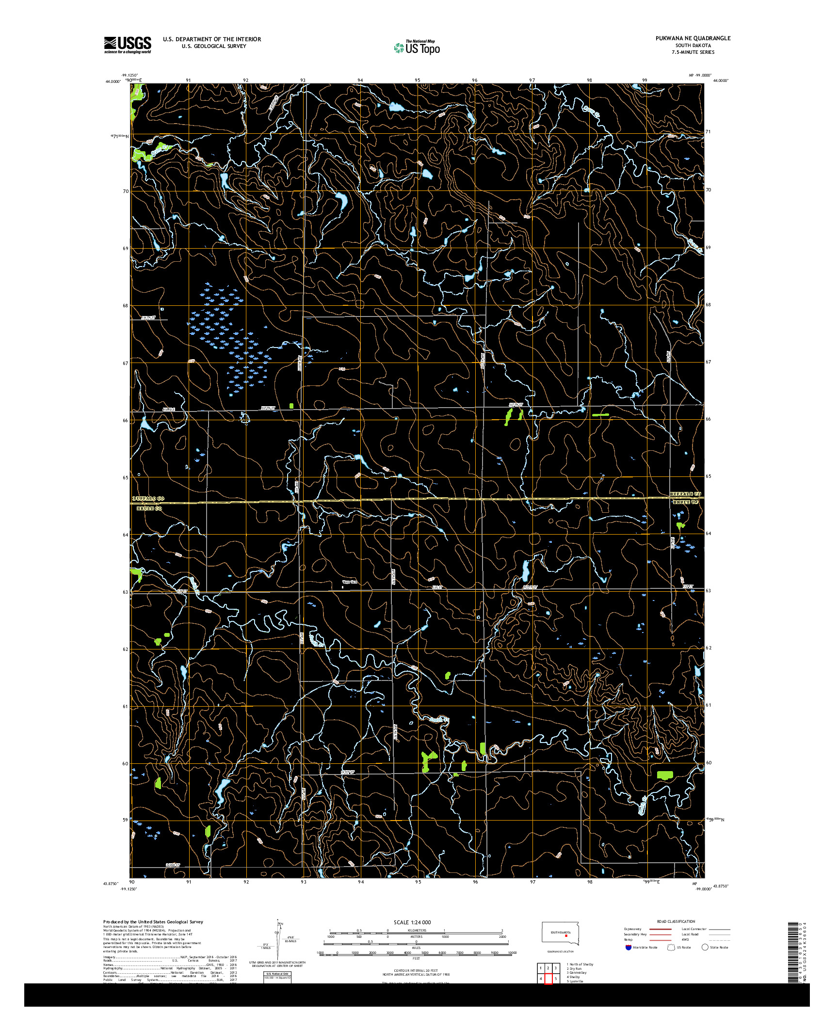 USGS US TOPO 7.5-MINUTE MAP FOR PUKWANA NE, SD 2017