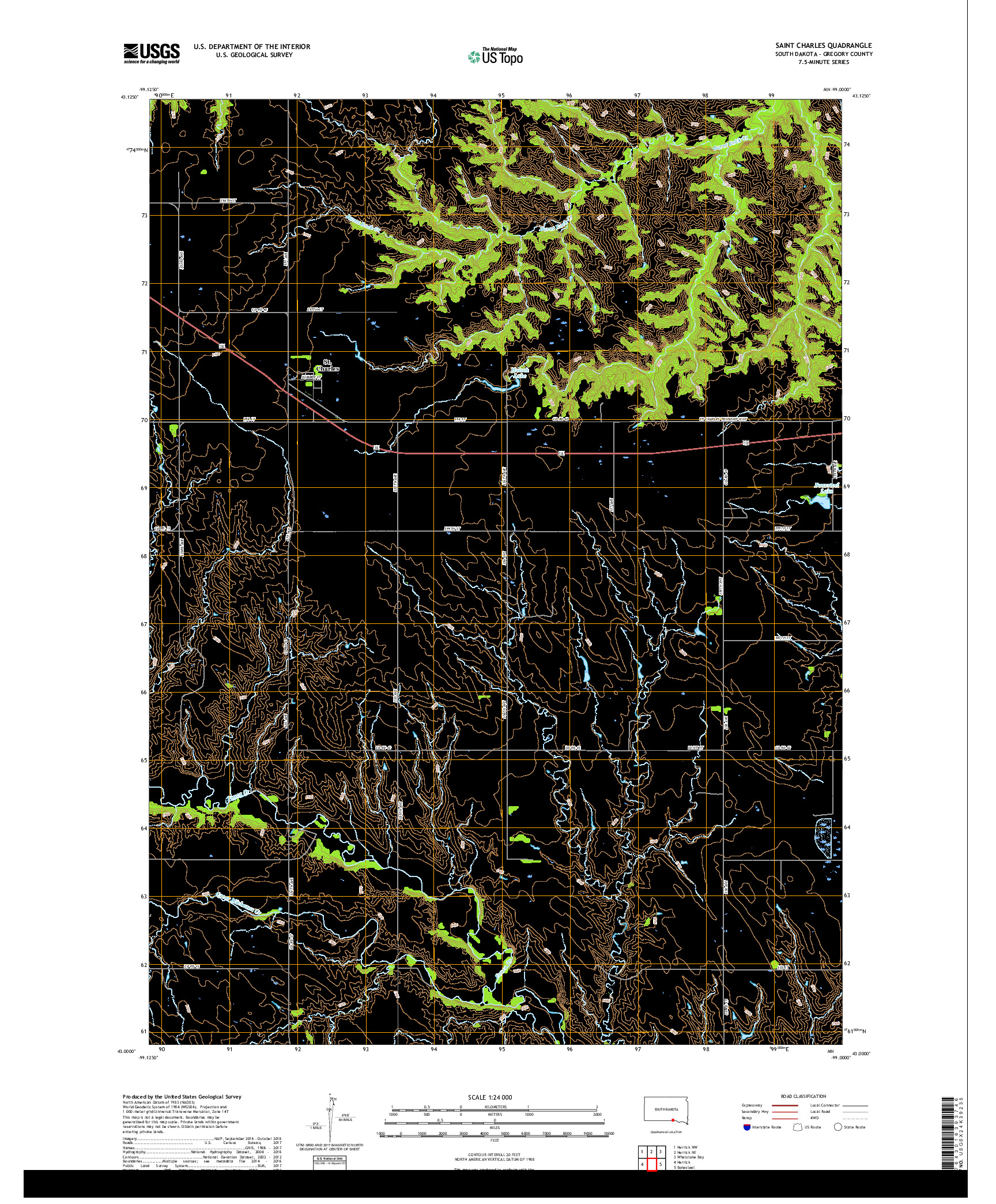 USGS US TOPO 7.5-MINUTE MAP FOR SAINT CHARLES, SD 2017