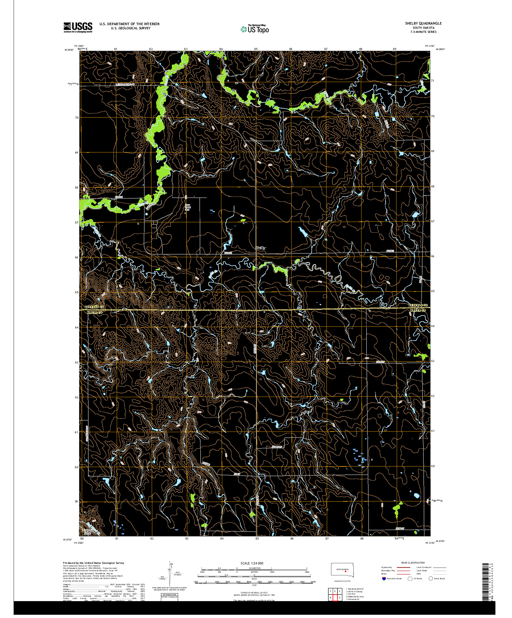 USGS US TOPO 7.5-MINUTE MAP FOR SHELBY, SD 2017