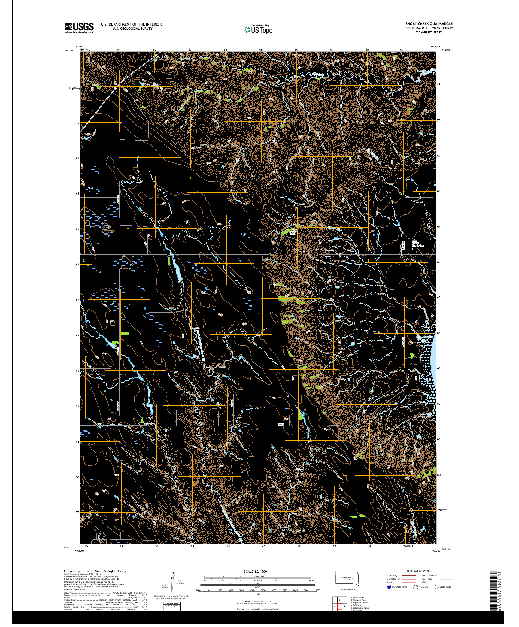 USGS US TOPO 7.5-MINUTE MAP FOR SHORT CREEK, SD 2017