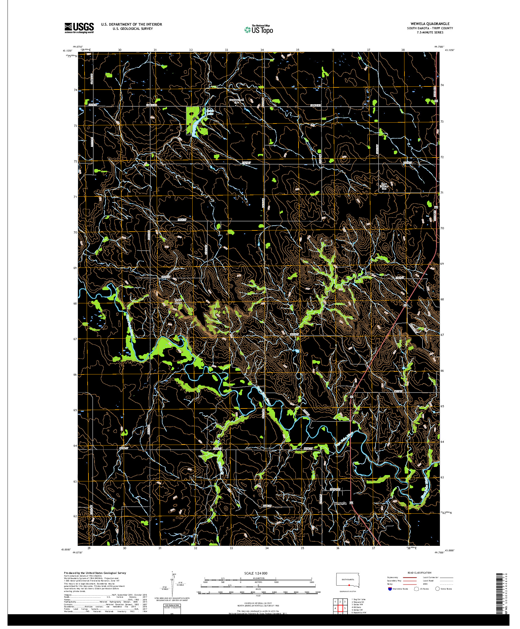 USGS US TOPO 7.5-MINUTE MAP FOR WEWELA, SD 2017