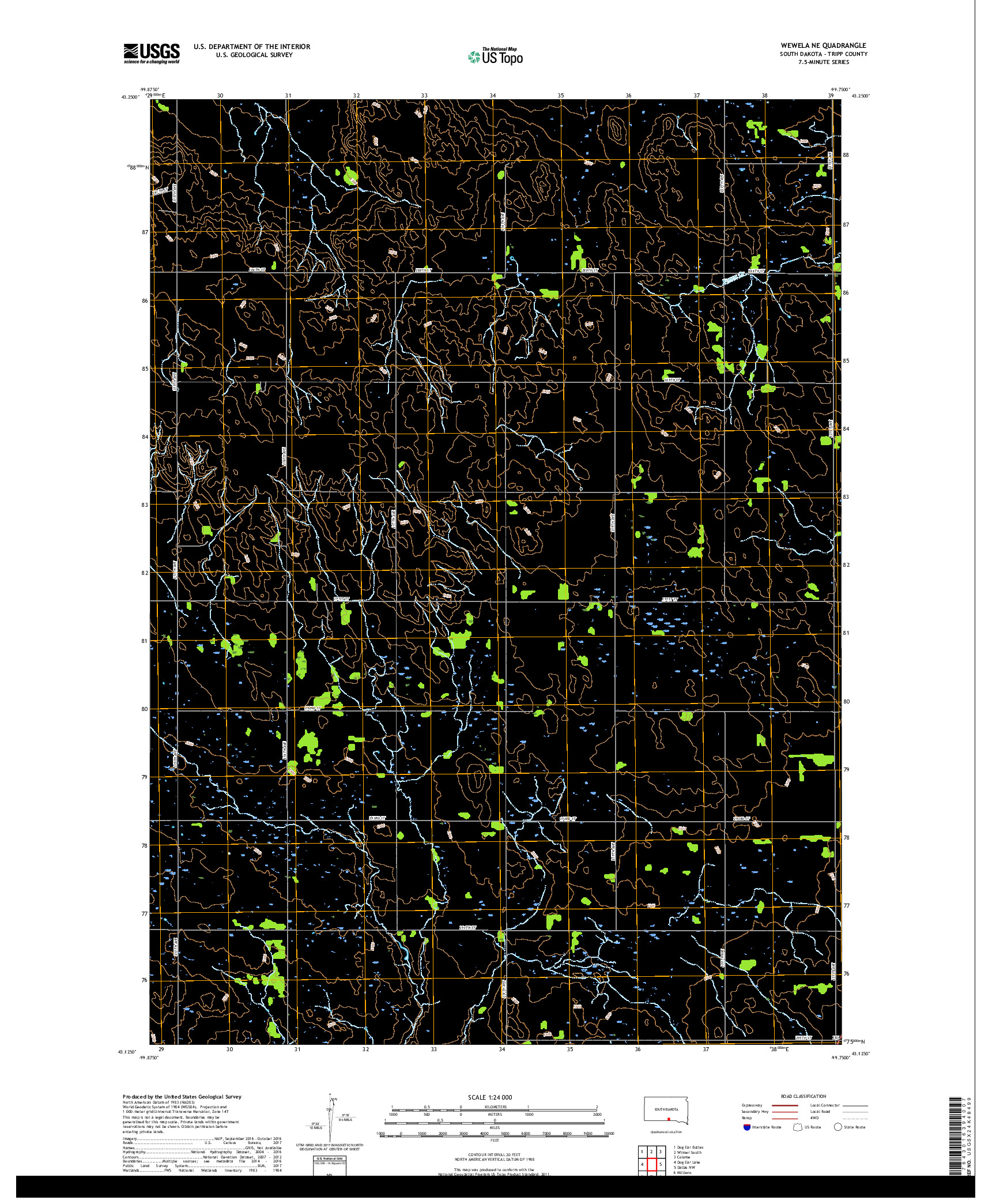 USGS US TOPO 7.5-MINUTE MAP FOR WEWELA NE, SD 2017