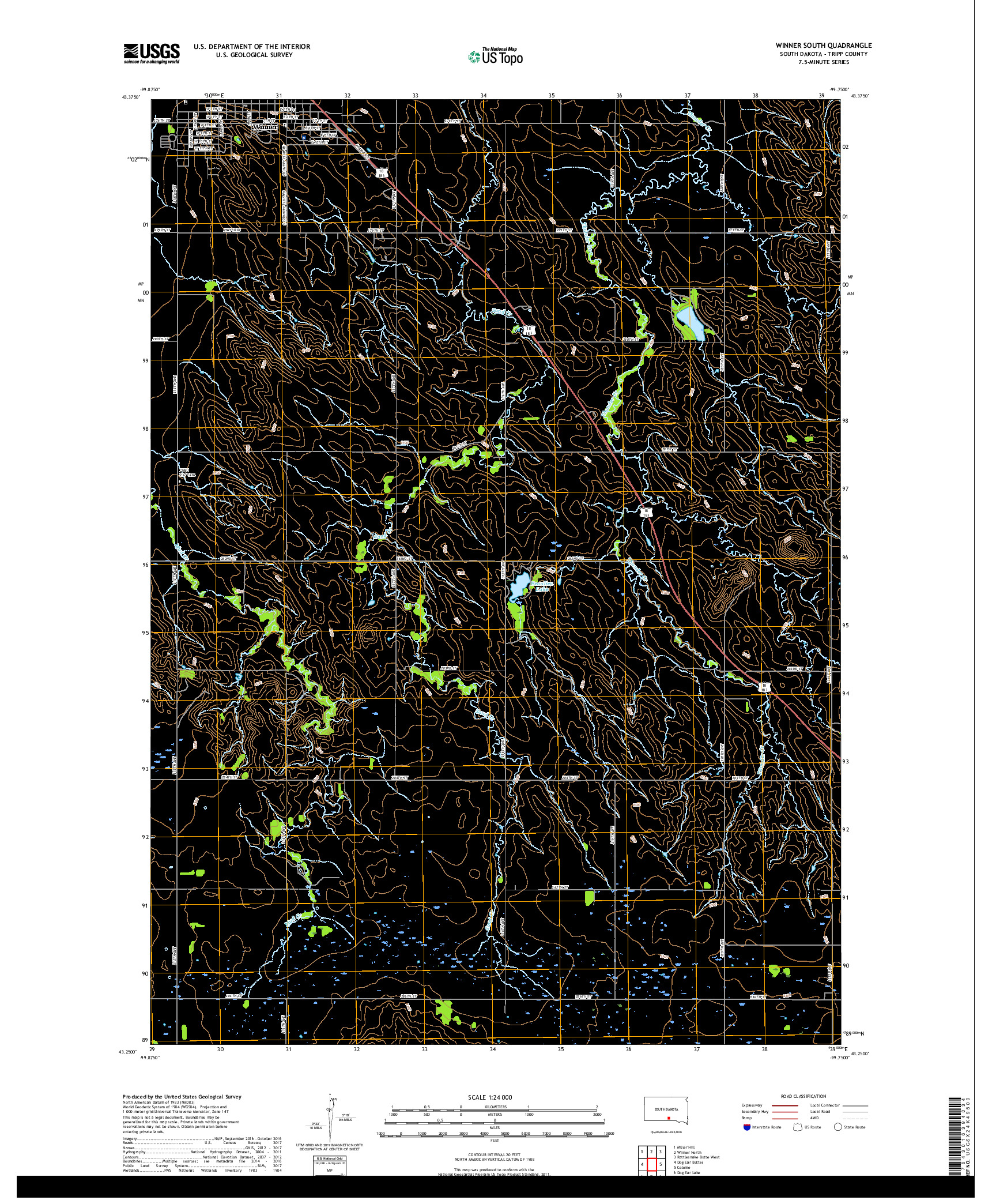 USGS US TOPO 7.5-MINUTE MAP FOR WINNER SOUTH, SD 2017