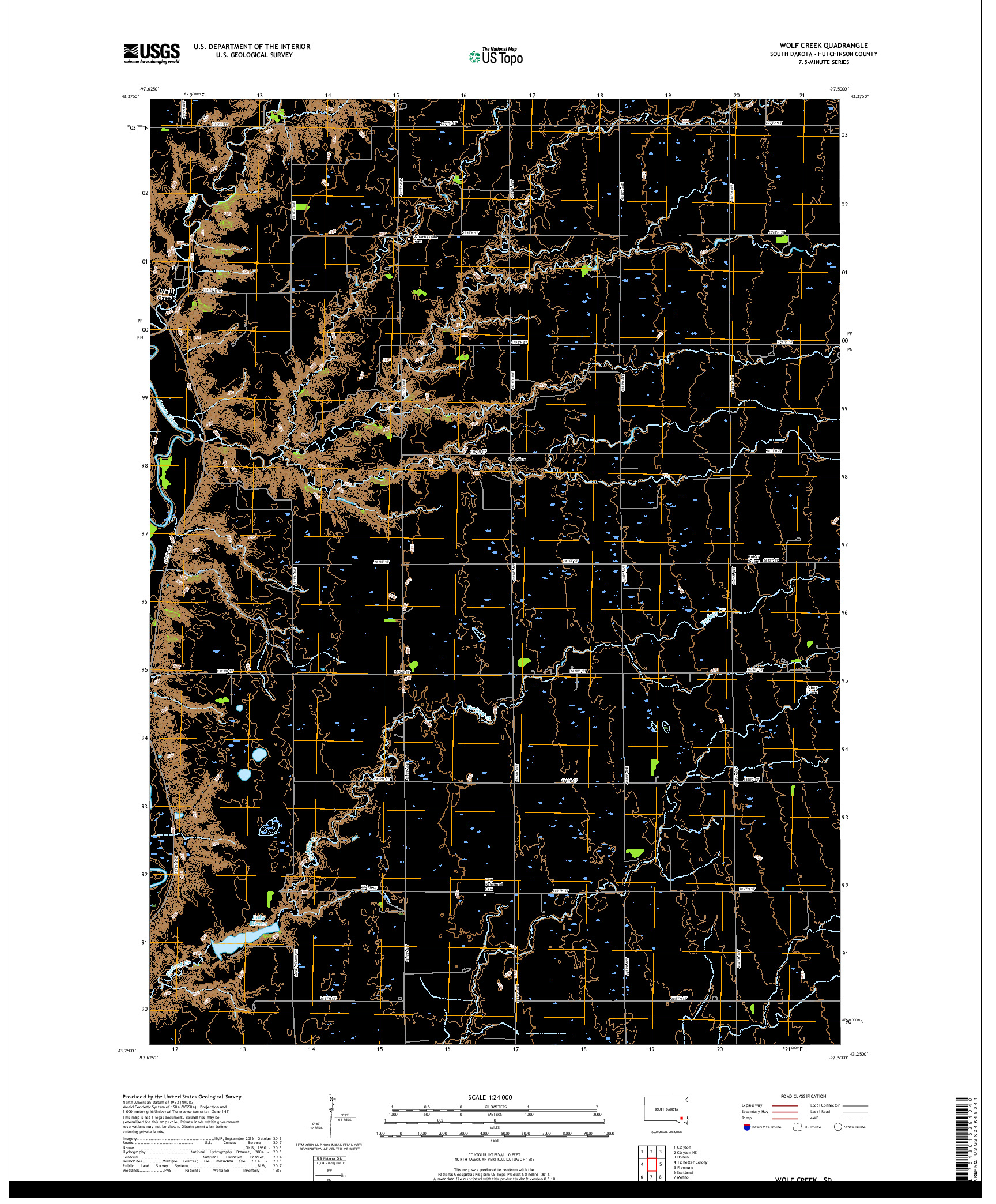 USGS US TOPO 7.5-MINUTE MAP FOR WOLF CREEK, SD 2017
