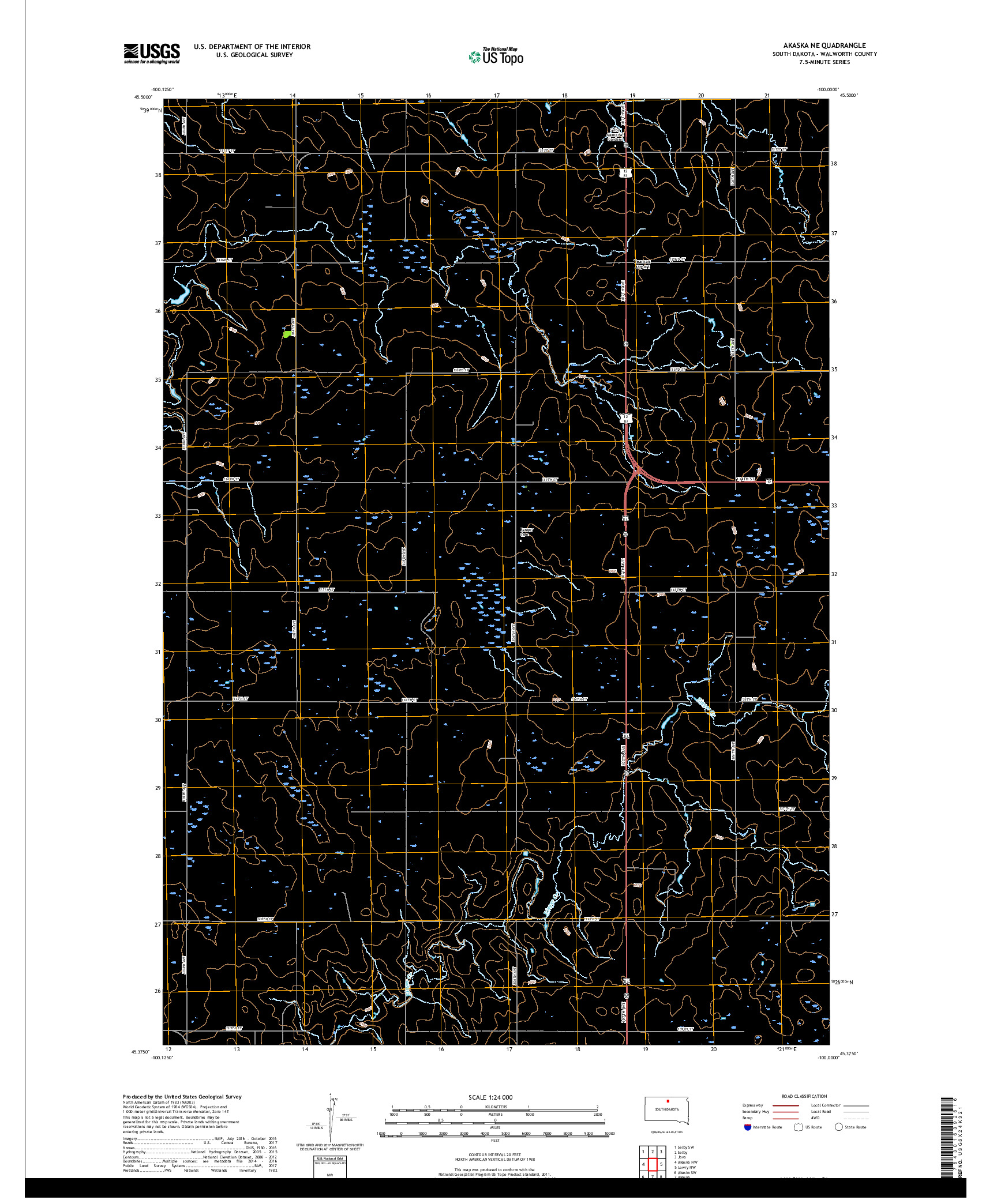 USGS US TOPO 7.5-MINUTE MAP FOR AKASKA NE, SD 2017