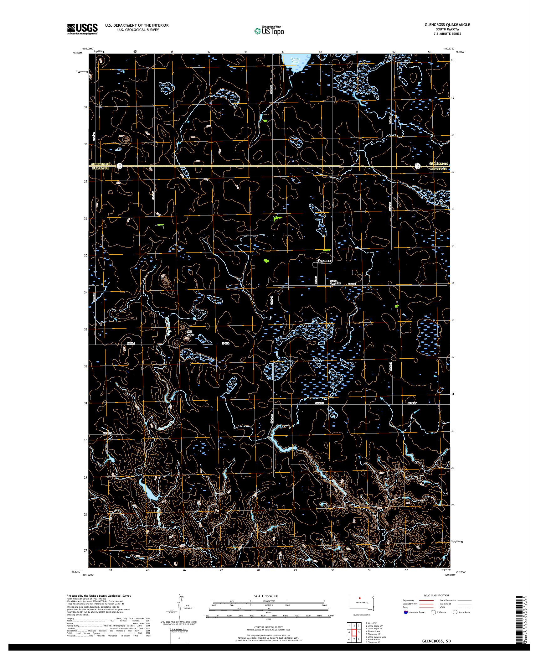 USGS US TOPO 7.5-MINUTE MAP FOR GLENCROSS, SD 2017