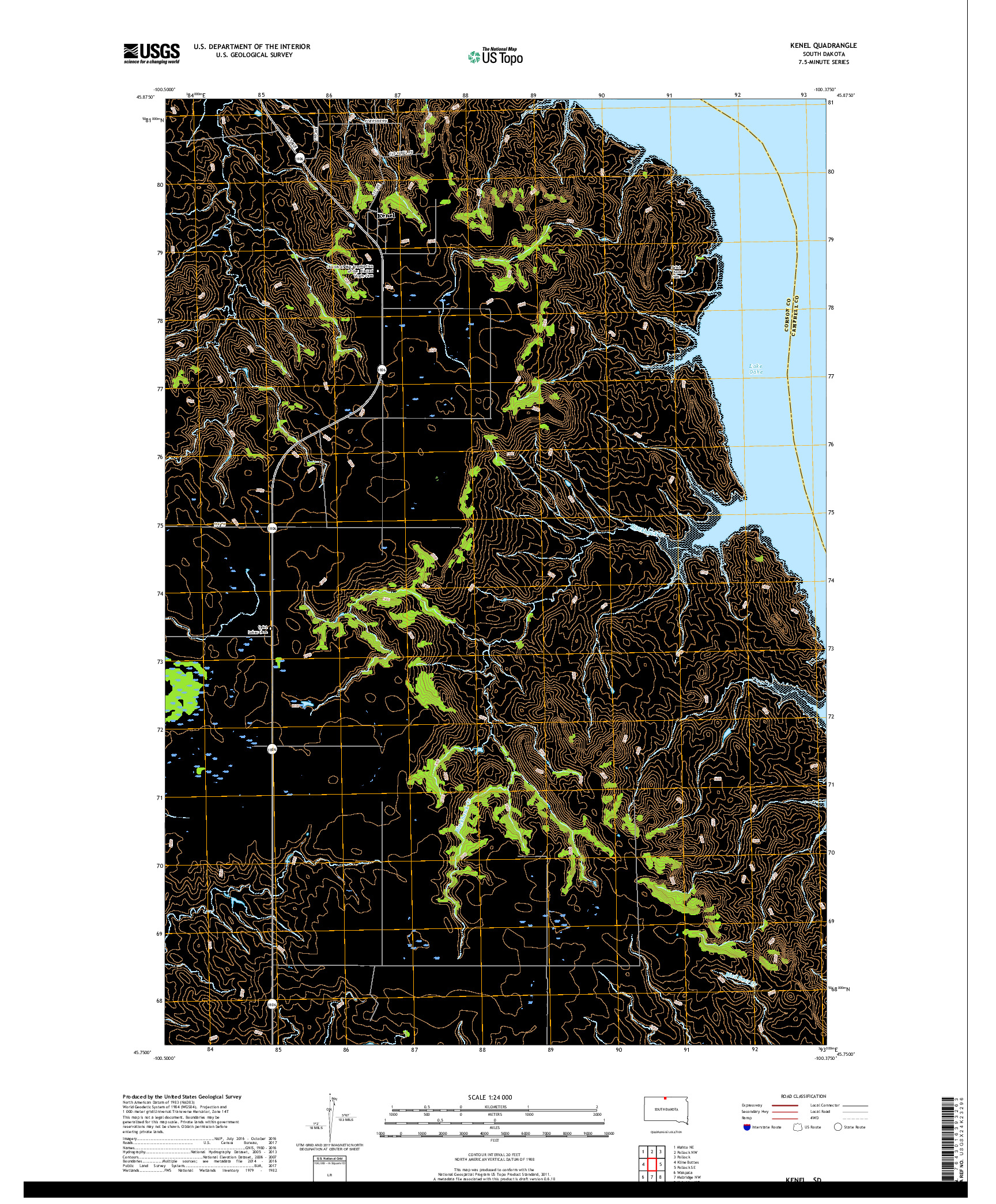 USGS US TOPO 7.5-MINUTE MAP FOR KENEL, SD 2017