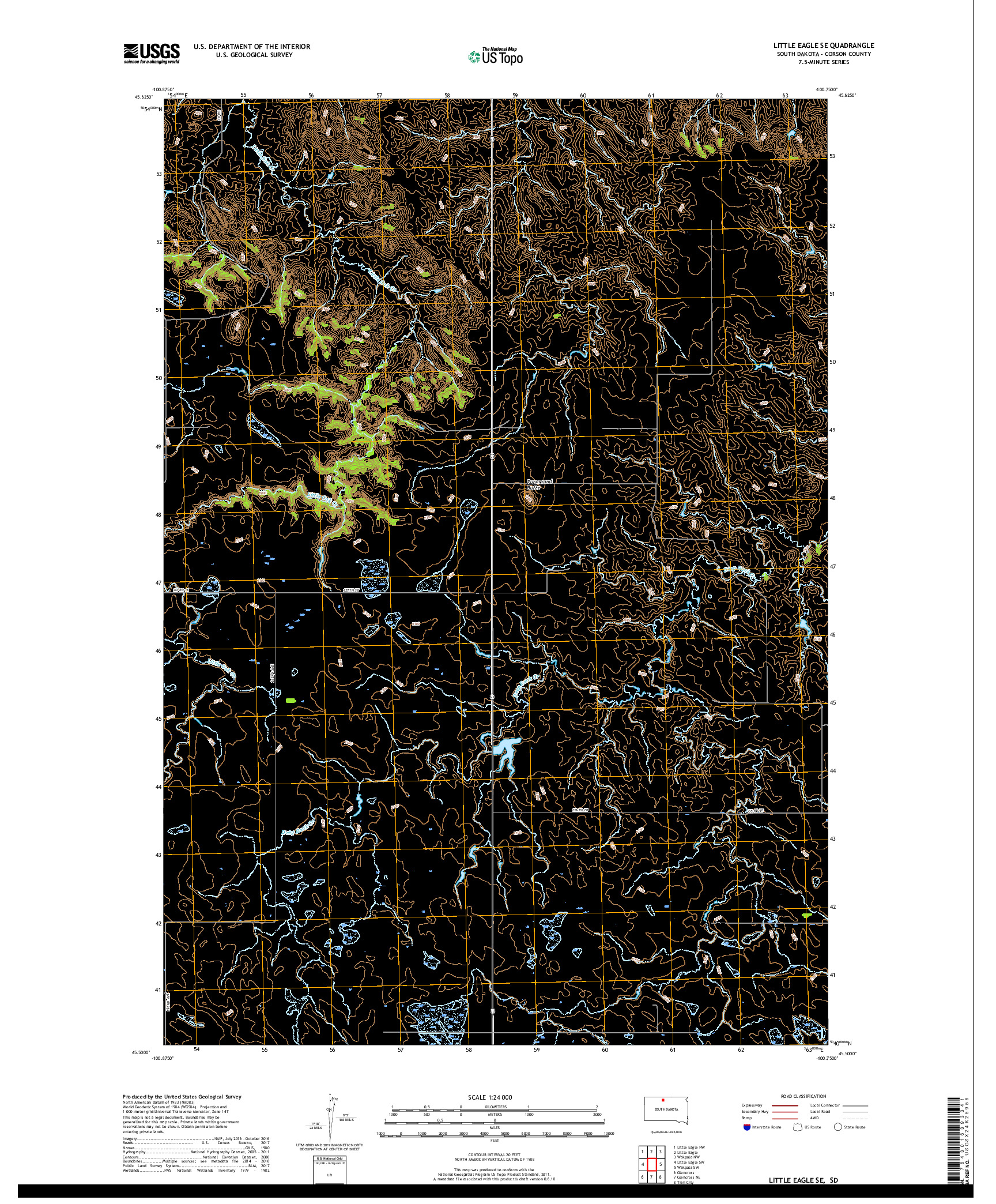 USGS US TOPO 7.5-MINUTE MAP FOR LITTLE EAGLE SE, SD 2017