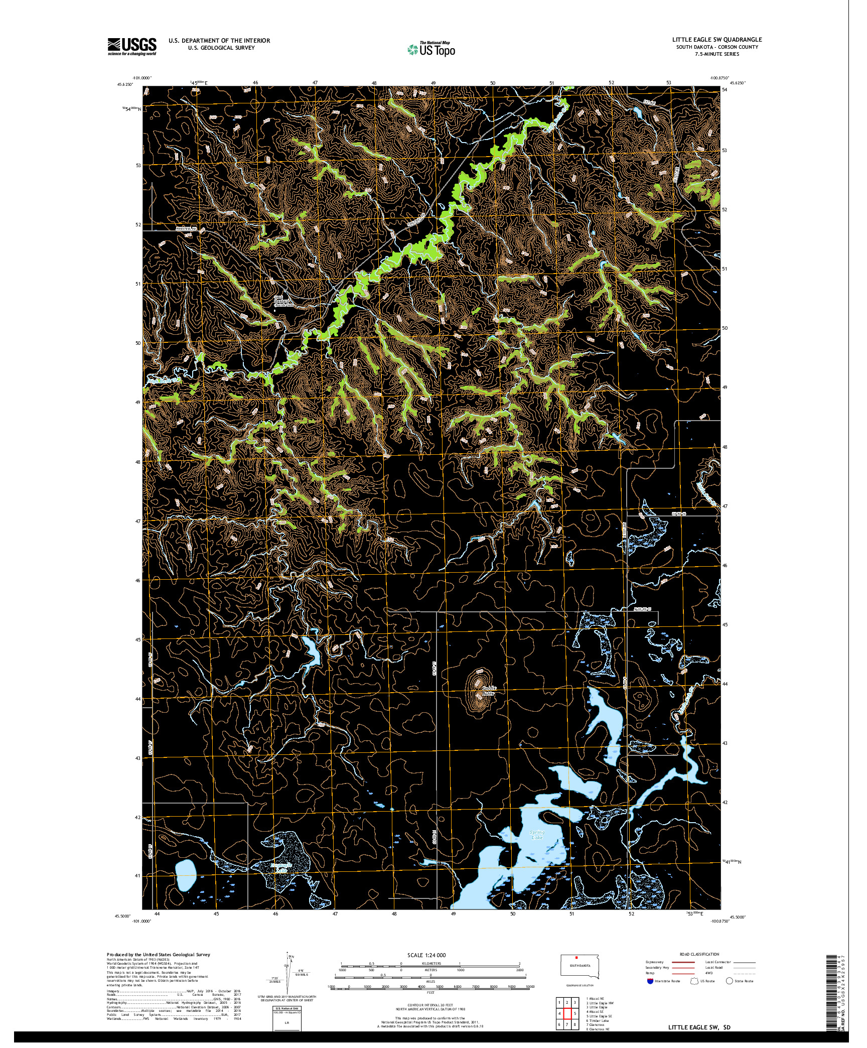 USGS US TOPO 7.5-MINUTE MAP FOR LITTLE EAGLE SW, SD 2017