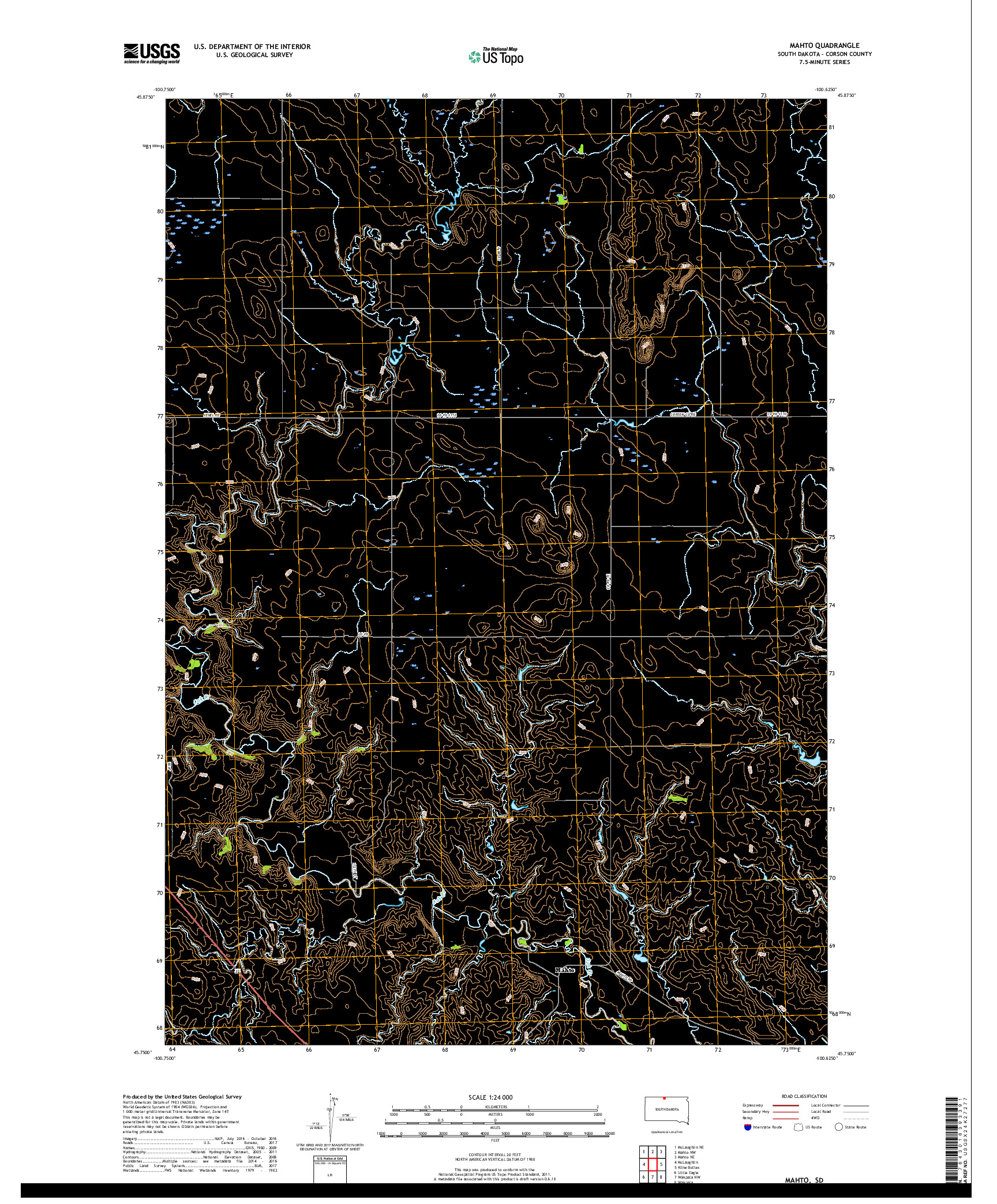 USGS US TOPO 7.5-MINUTE MAP FOR MAHTO, SD 2017
