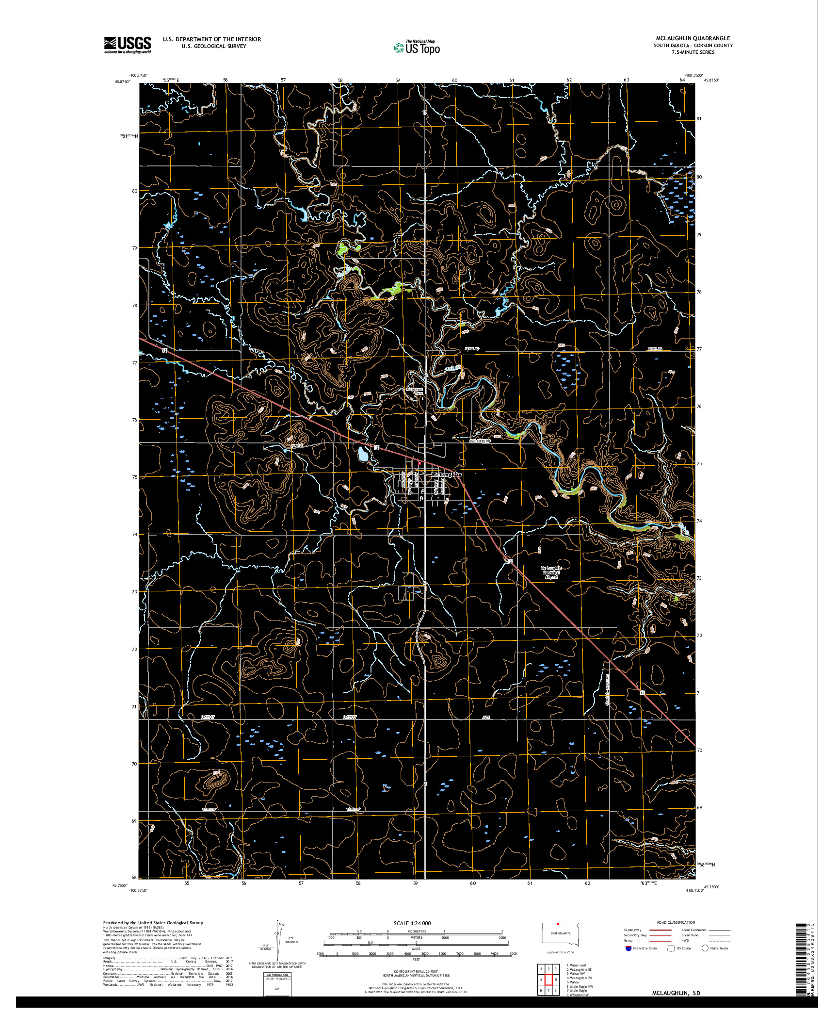 USGS US TOPO 7.5-MINUTE MAP FOR MCLAUGHLIN, SD 2017
