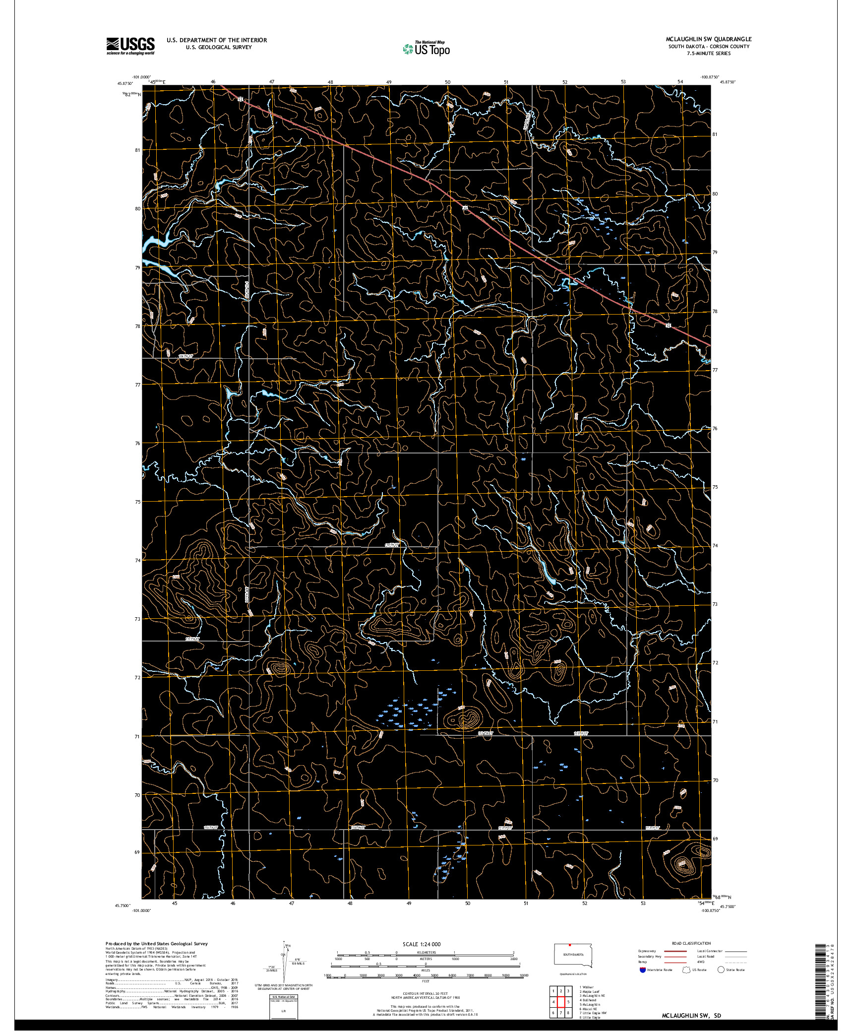 USGS US TOPO 7.5-MINUTE MAP FOR MCLAUGHLIN SW, SD 2017