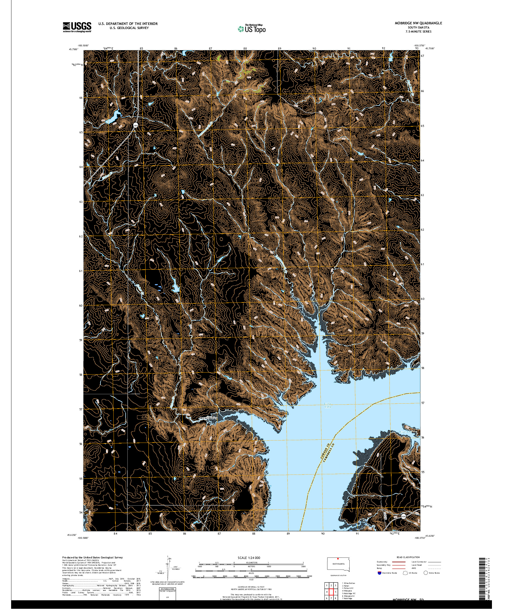 USGS US TOPO 7.5-MINUTE MAP FOR MOBRIDGE NW, SD 2017