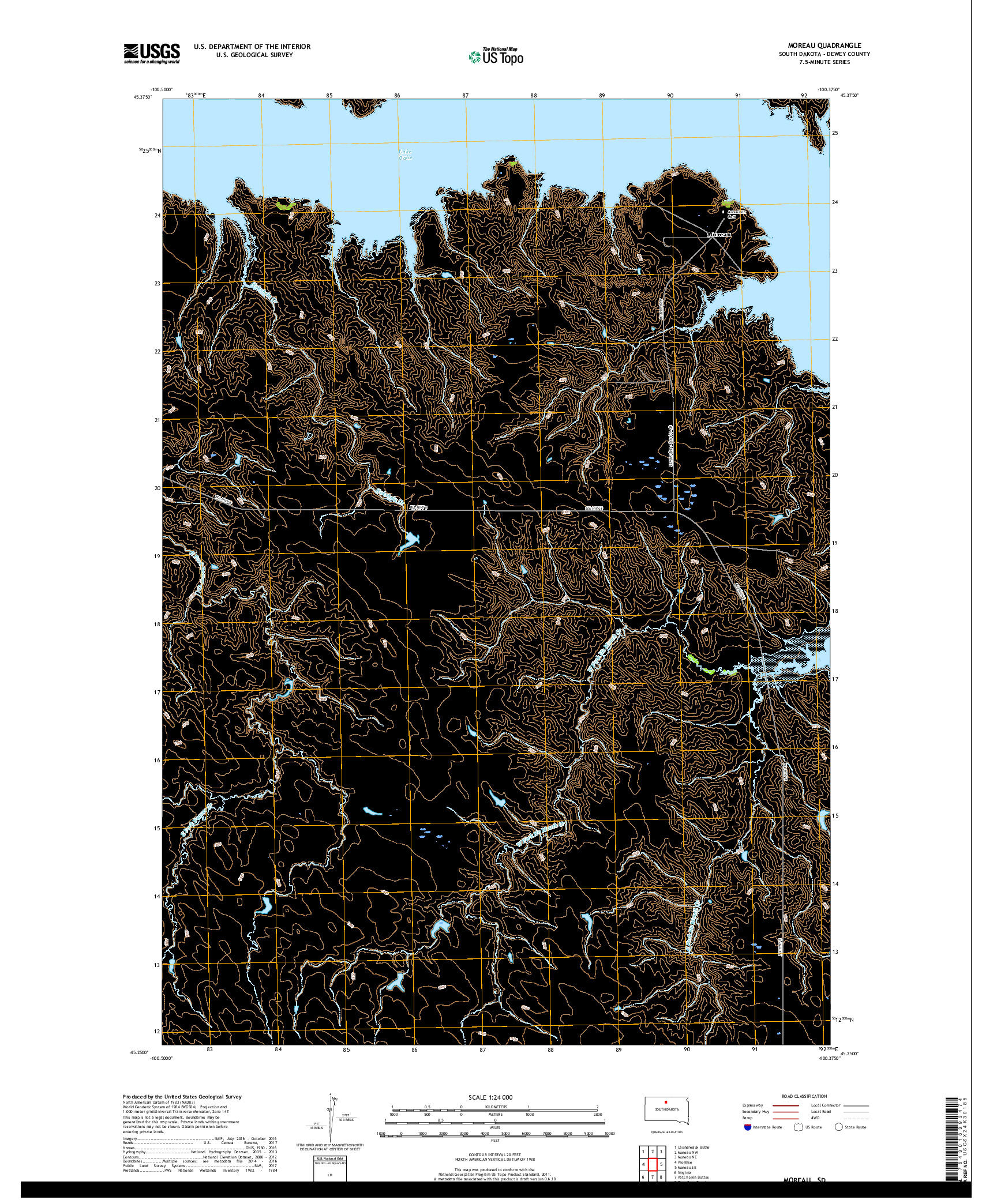 USGS US TOPO 7.5-MINUTE MAP FOR MOREAU, SD 2017