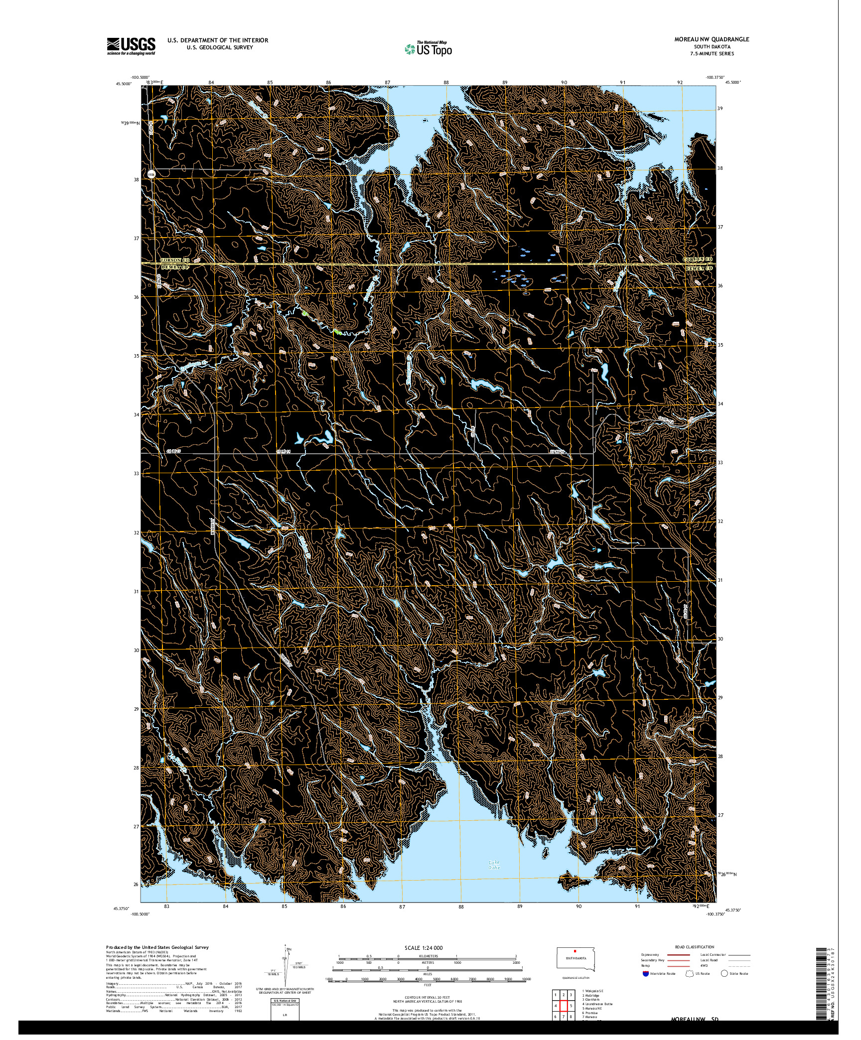 USGS US TOPO 7.5-MINUTE MAP FOR MOREAU NW, SD 2017