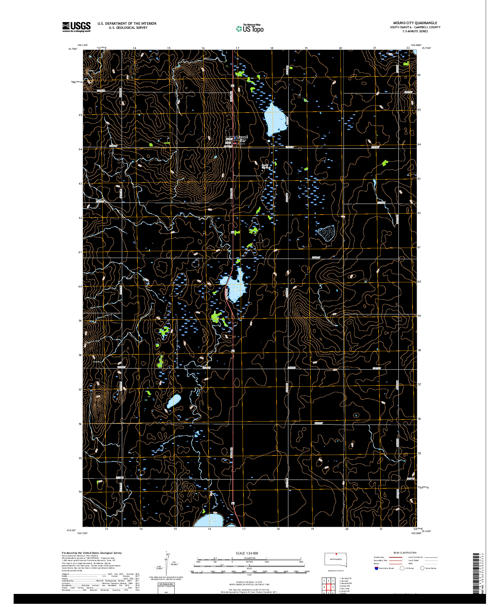 USGS US TOPO 7.5-MINUTE MAP FOR MOUND CITY, SD 2017