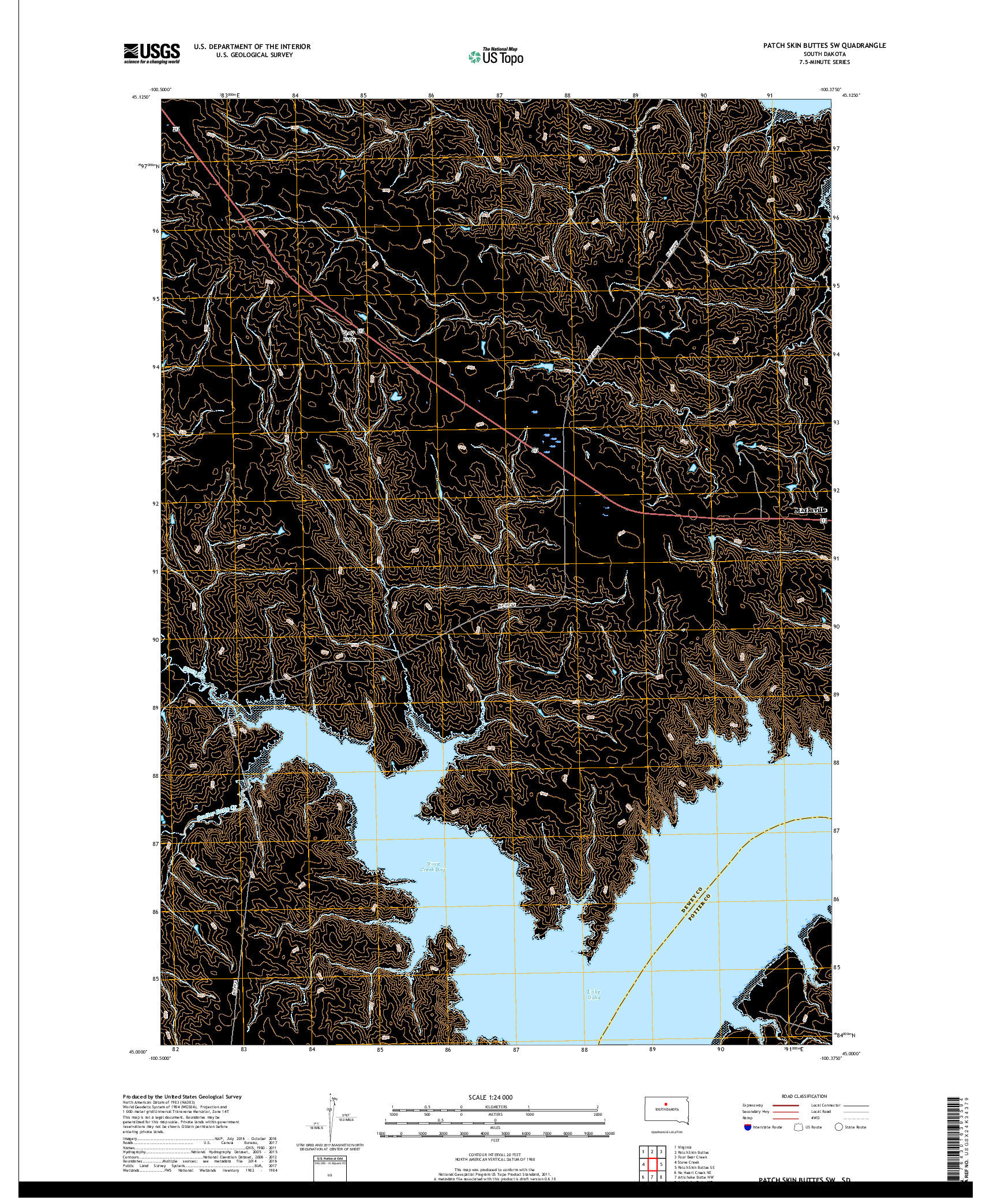 USGS US TOPO 7.5-MINUTE MAP FOR PATCH SKIN BUTTES SW, SD 2017