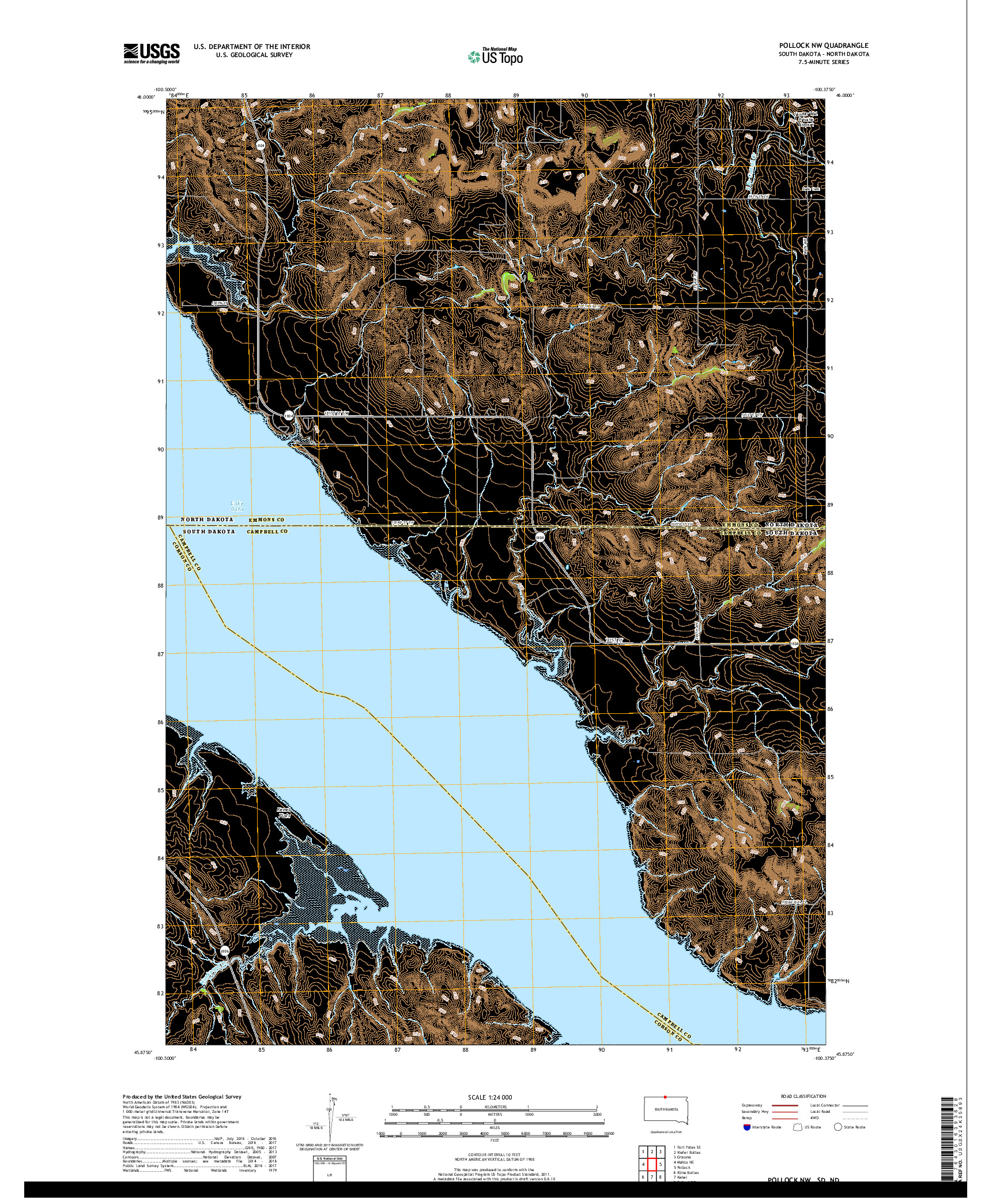 USGS US TOPO 7.5-MINUTE MAP FOR POLLOCK NW, SD,ND 2017