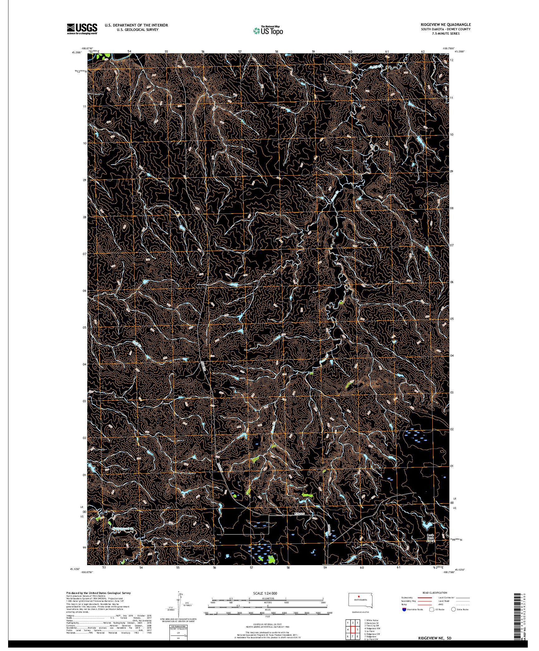 USGS US TOPO 7.5-MINUTE MAP FOR RIDGEVIEW NE, SD 2017