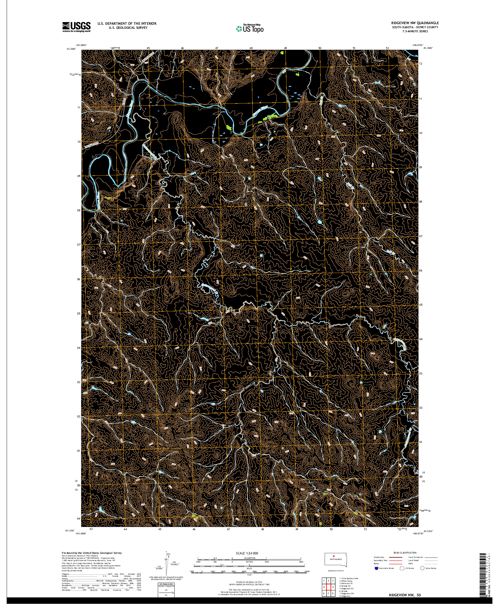 USGS US TOPO 7.5-MINUTE MAP FOR RIDGEVIEW NW, SD 2017