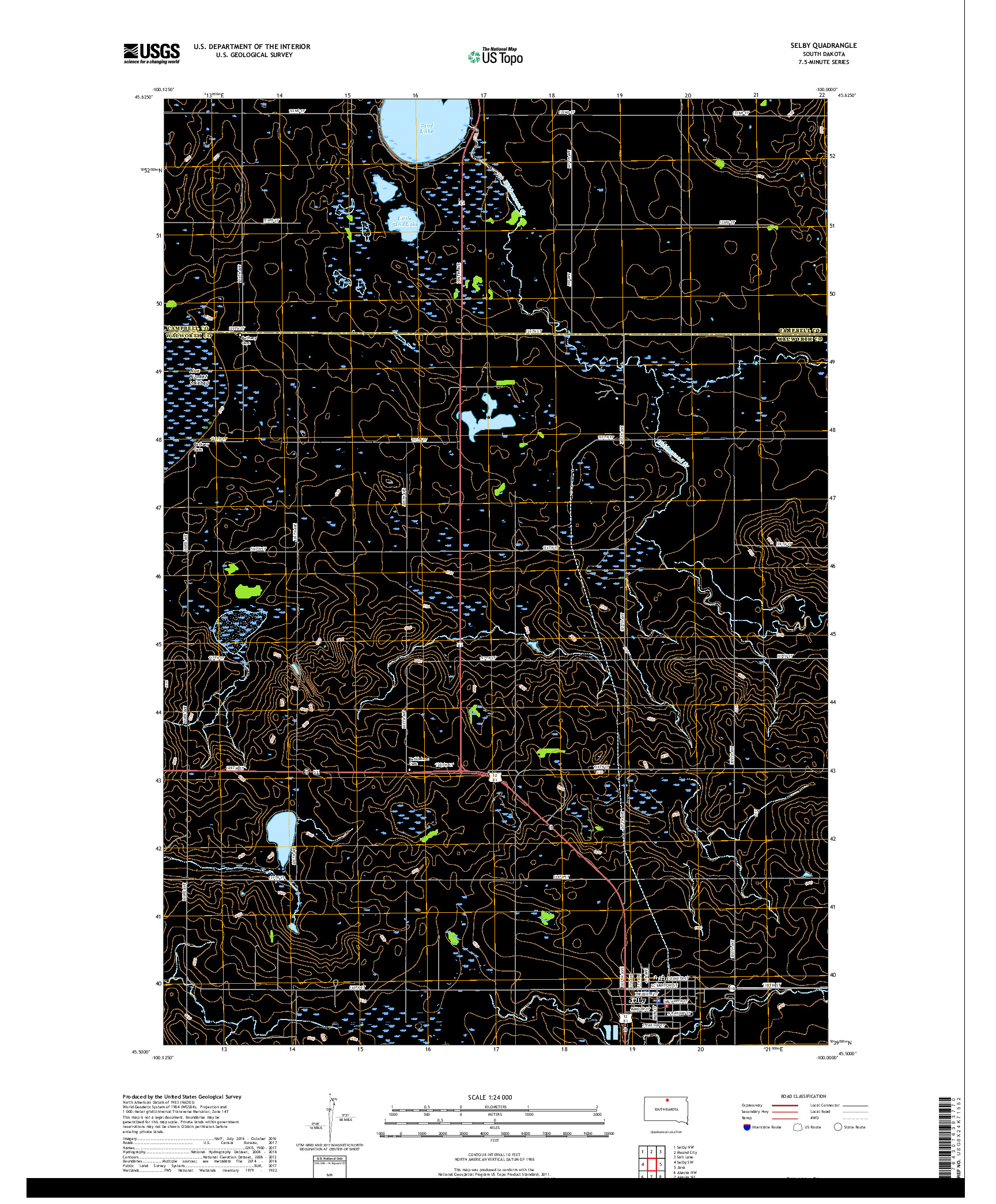 USGS US TOPO 7.5-MINUTE MAP FOR SELBY, SD 2017