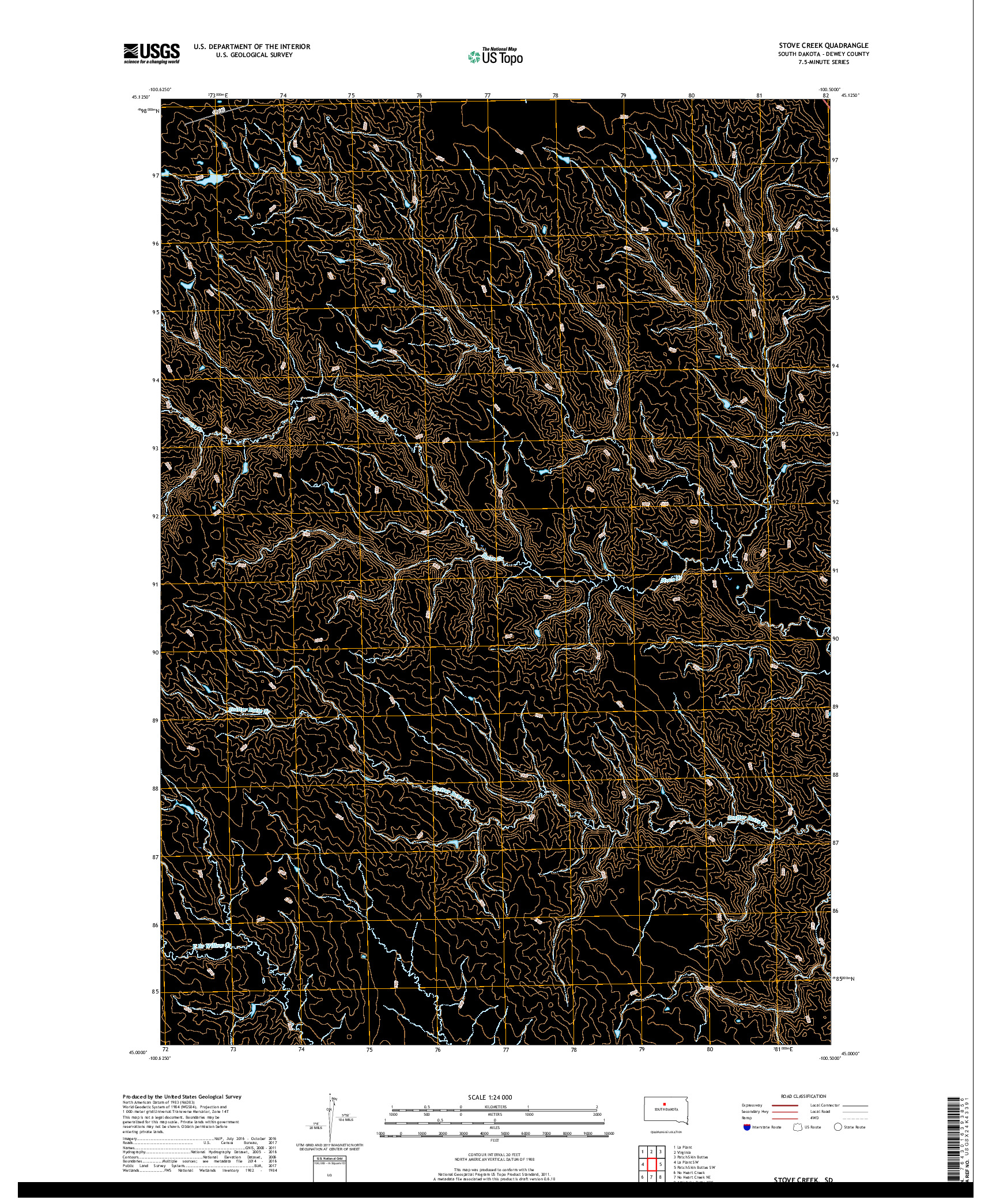 USGS US TOPO 7.5-MINUTE MAP FOR STOVE CREEK, SD 2017