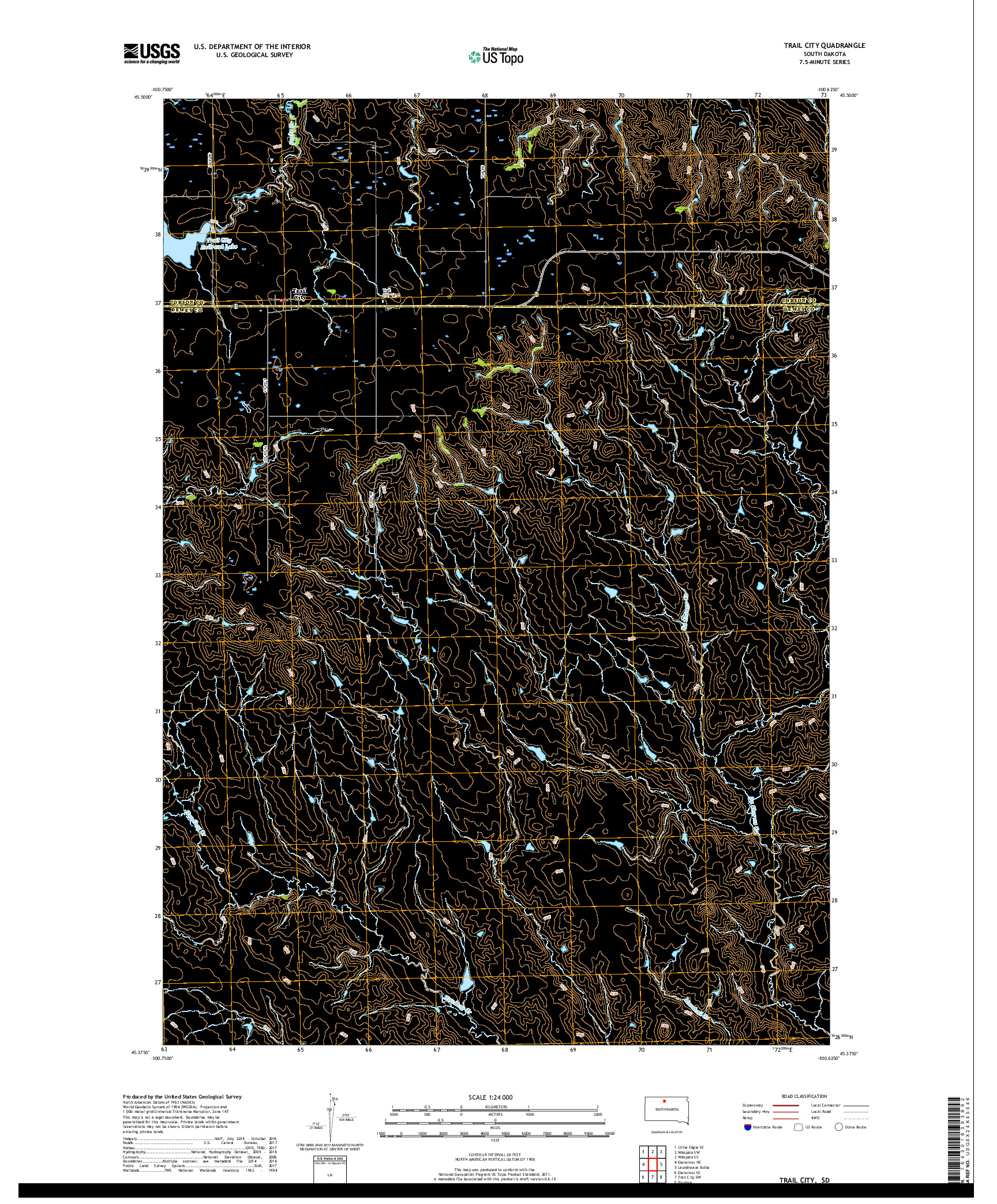 USGS US TOPO 7.5-MINUTE MAP FOR TRAIL CITY, SD 2017