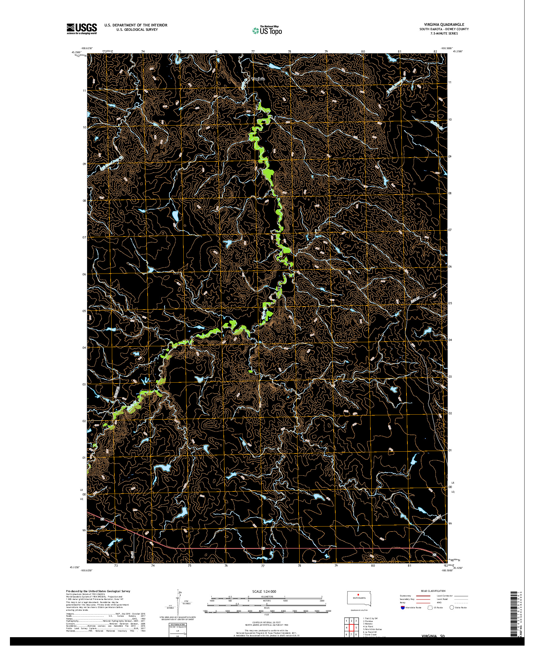 USGS US TOPO 7.5-MINUTE MAP FOR VIRGINIA, SD 2017