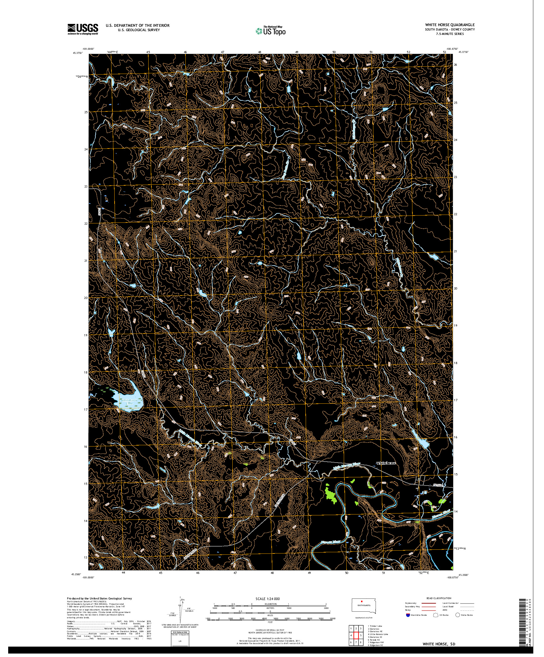 USGS US TOPO 7.5-MINUTE MAP FOR WHITE HORSE, SD 2017