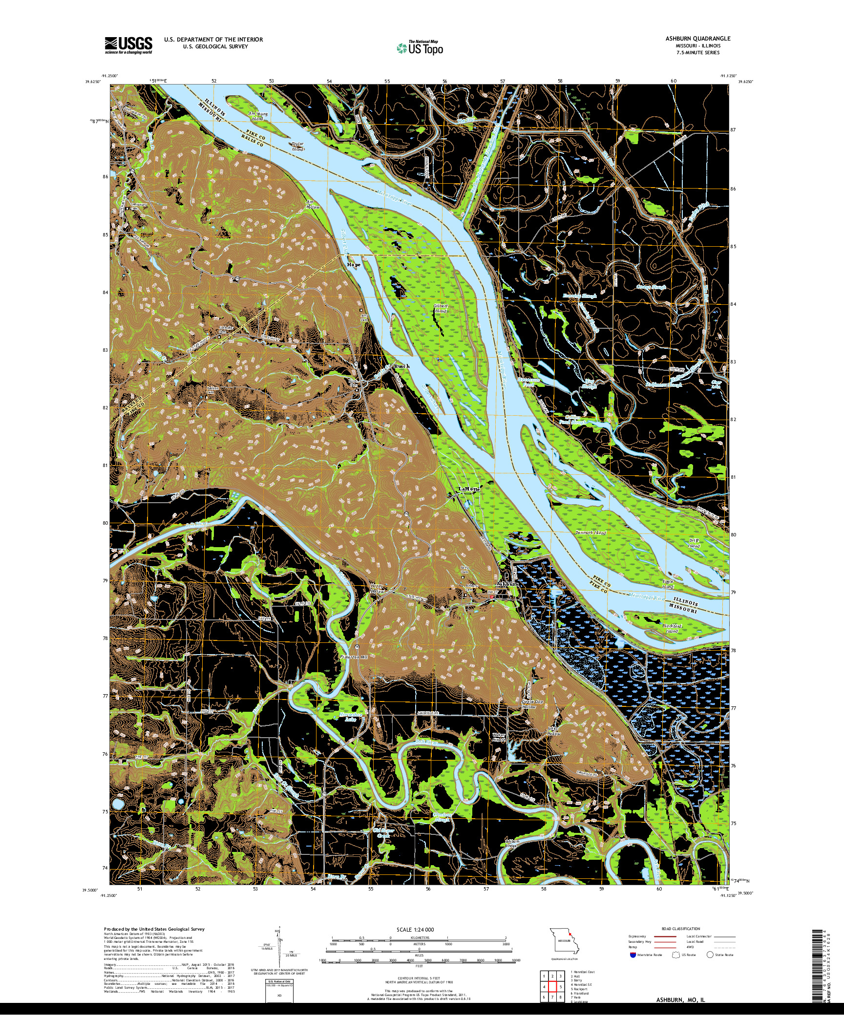 USGS US TOPO 7.5-MINUTE MAP FOR ASHBURN, MO,IL 2017