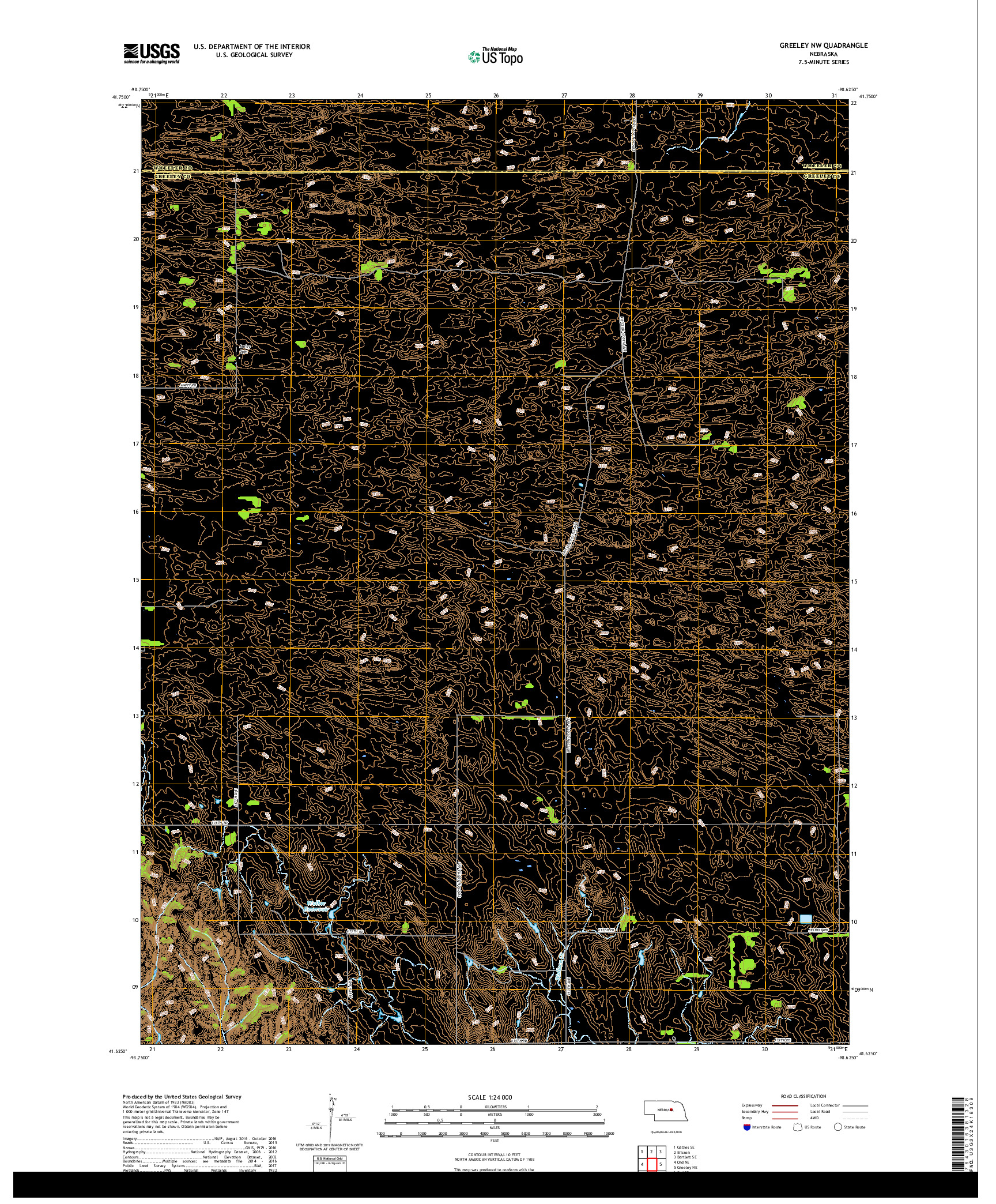 USGS US TOPO 7.5-MINUTE MAP FOR GREELEY NW, NE 2017