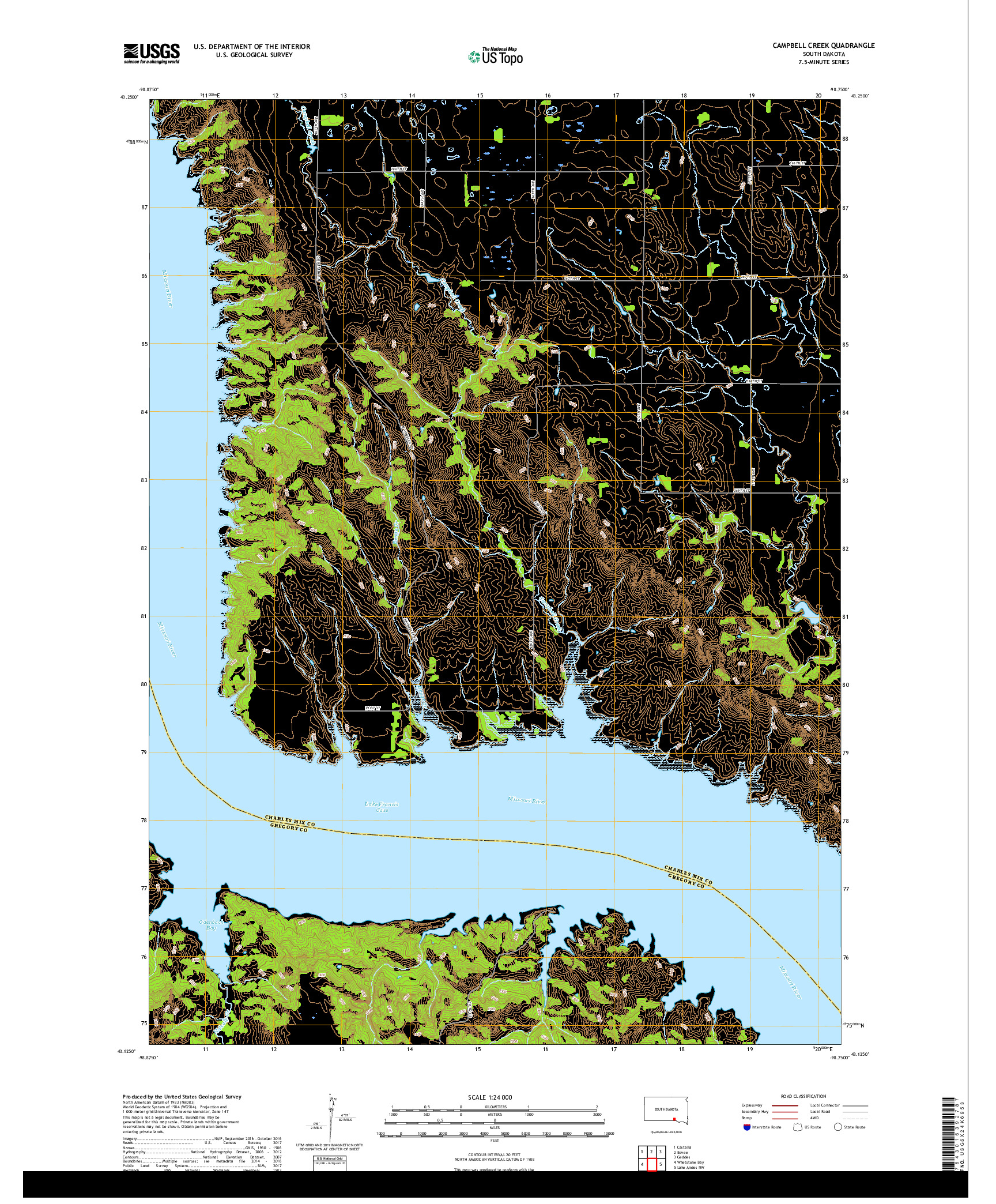 USGS US TOPO 7.5-MINUTE MAP FOR CAMPBELL CREEK, SD 2017