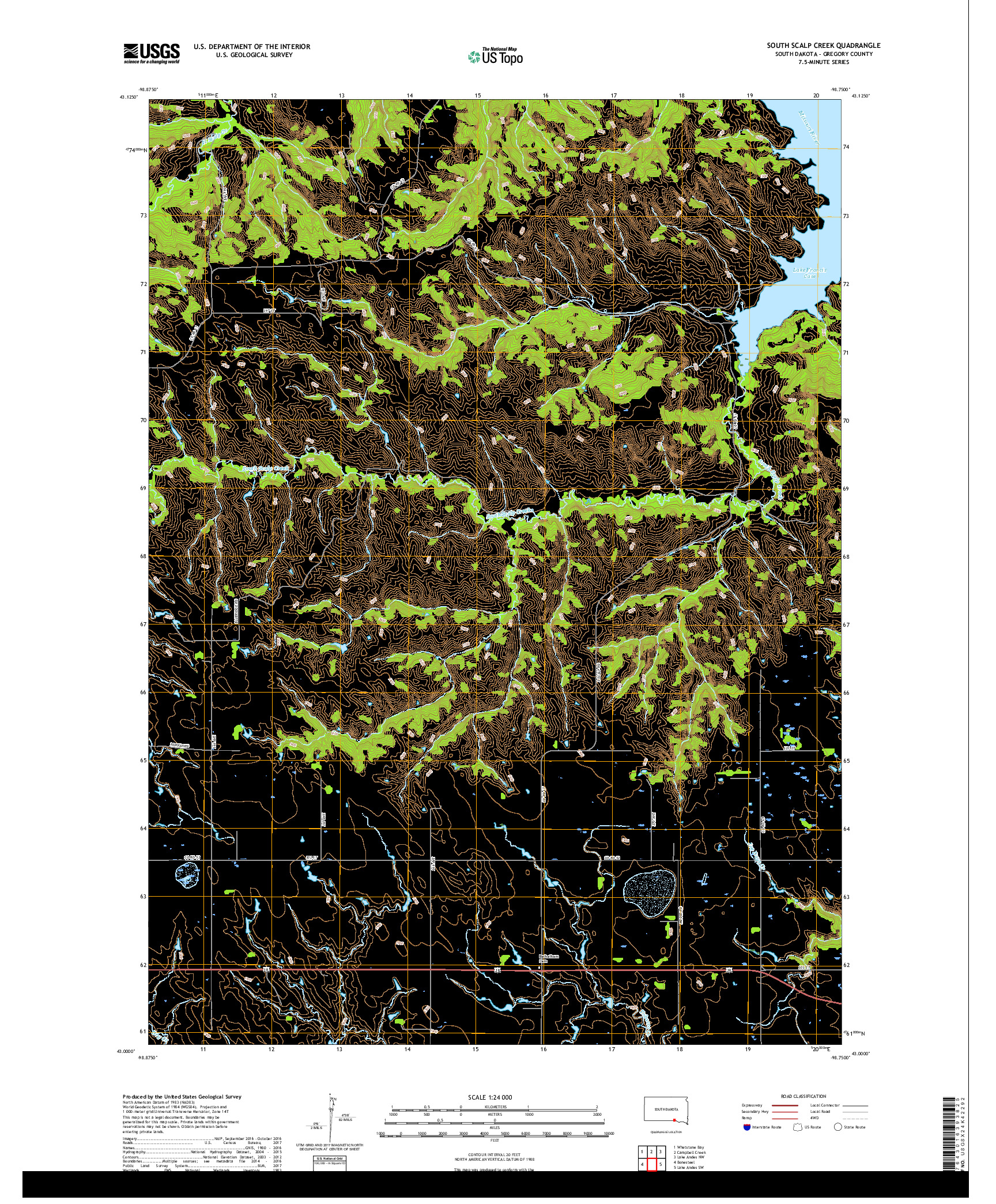 USGS US TOPO 7.5-MINUTE MAP FOR SOUTH SCALP CREEK, SD 2017