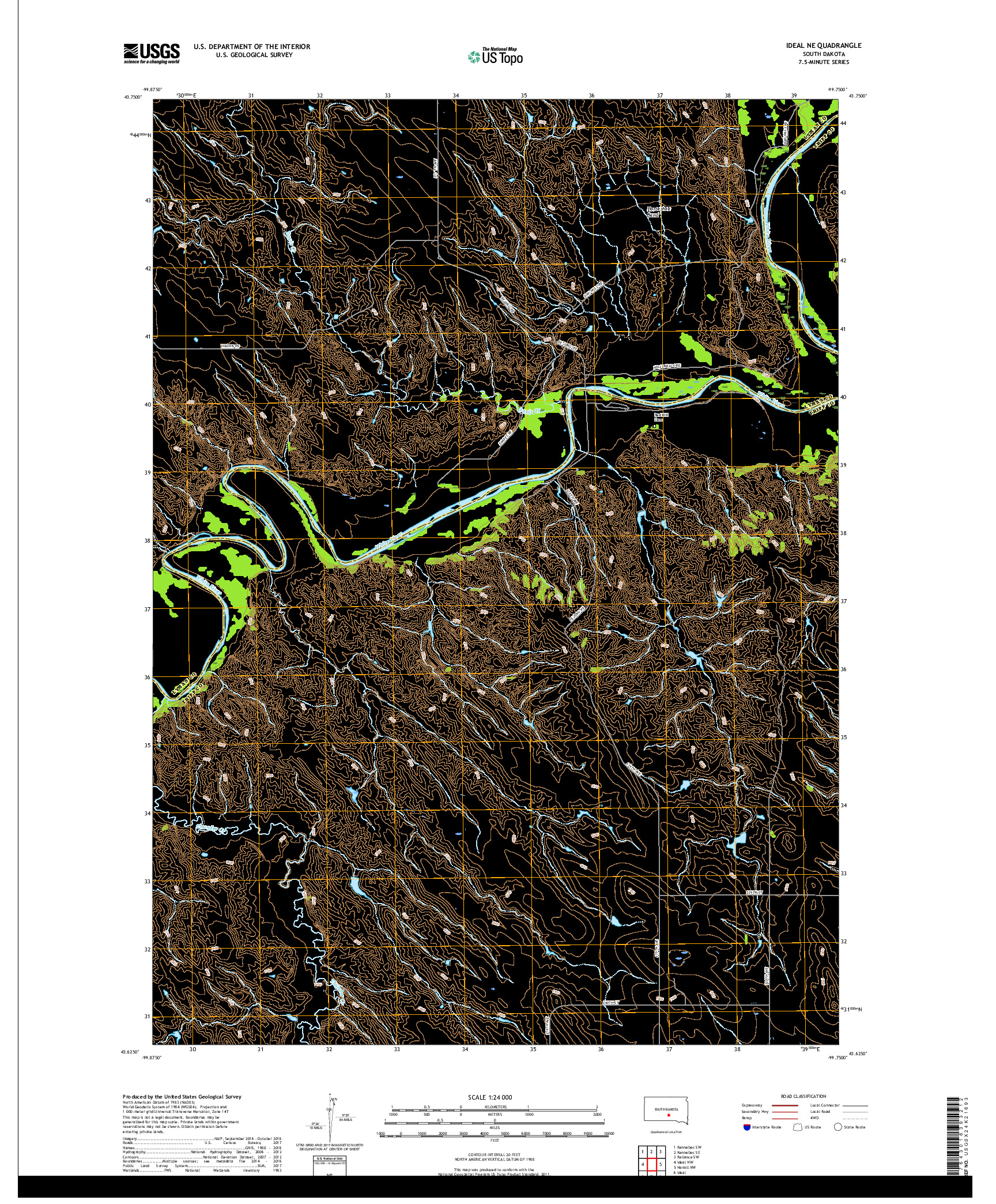 USGS US TOPO 7.5-MINUTE MAP FOR IDEAL NE, SD 2017