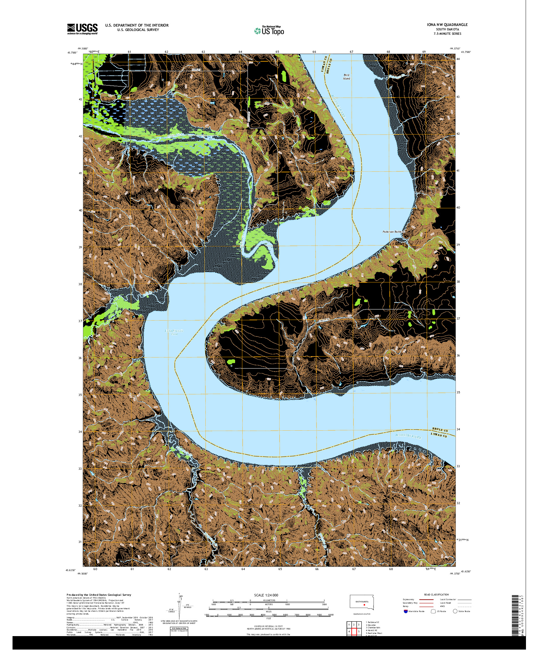 USGS US TOPO 7.5-MINUTE MAP FOR IONA NW, SD 2017