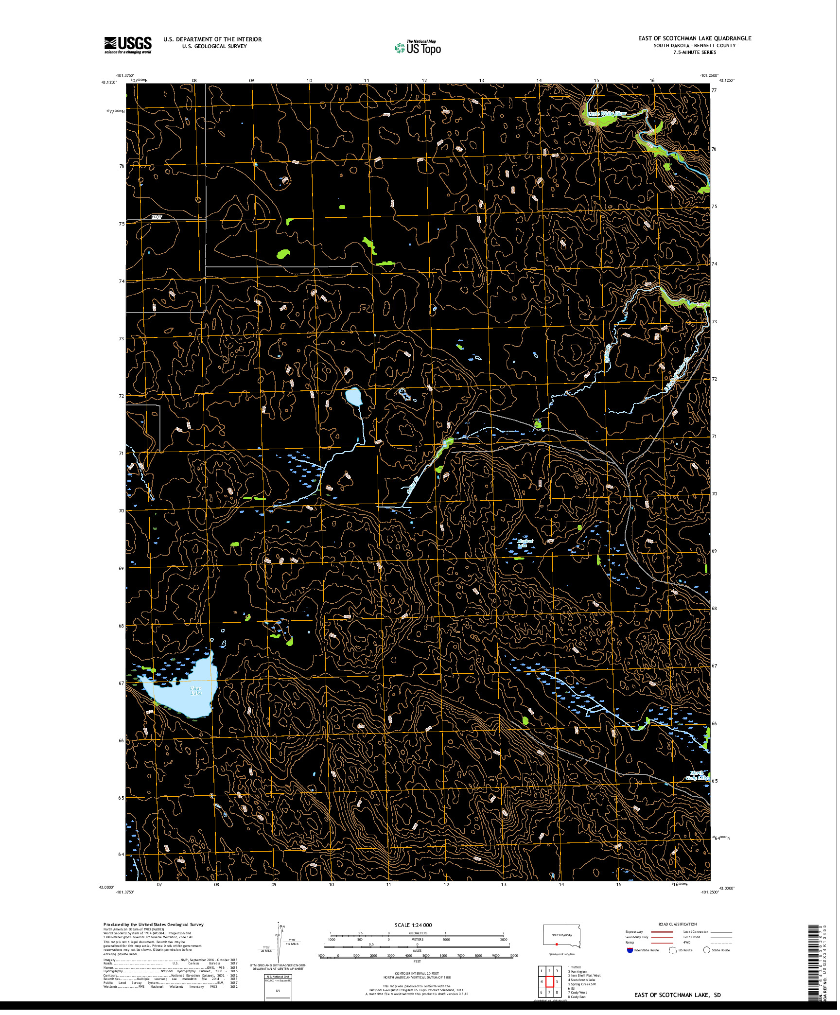 USGS US TOPO 7.5-MINUTE MAP FOR EAST OF SCOTCHMAN LAKE, SD 2017