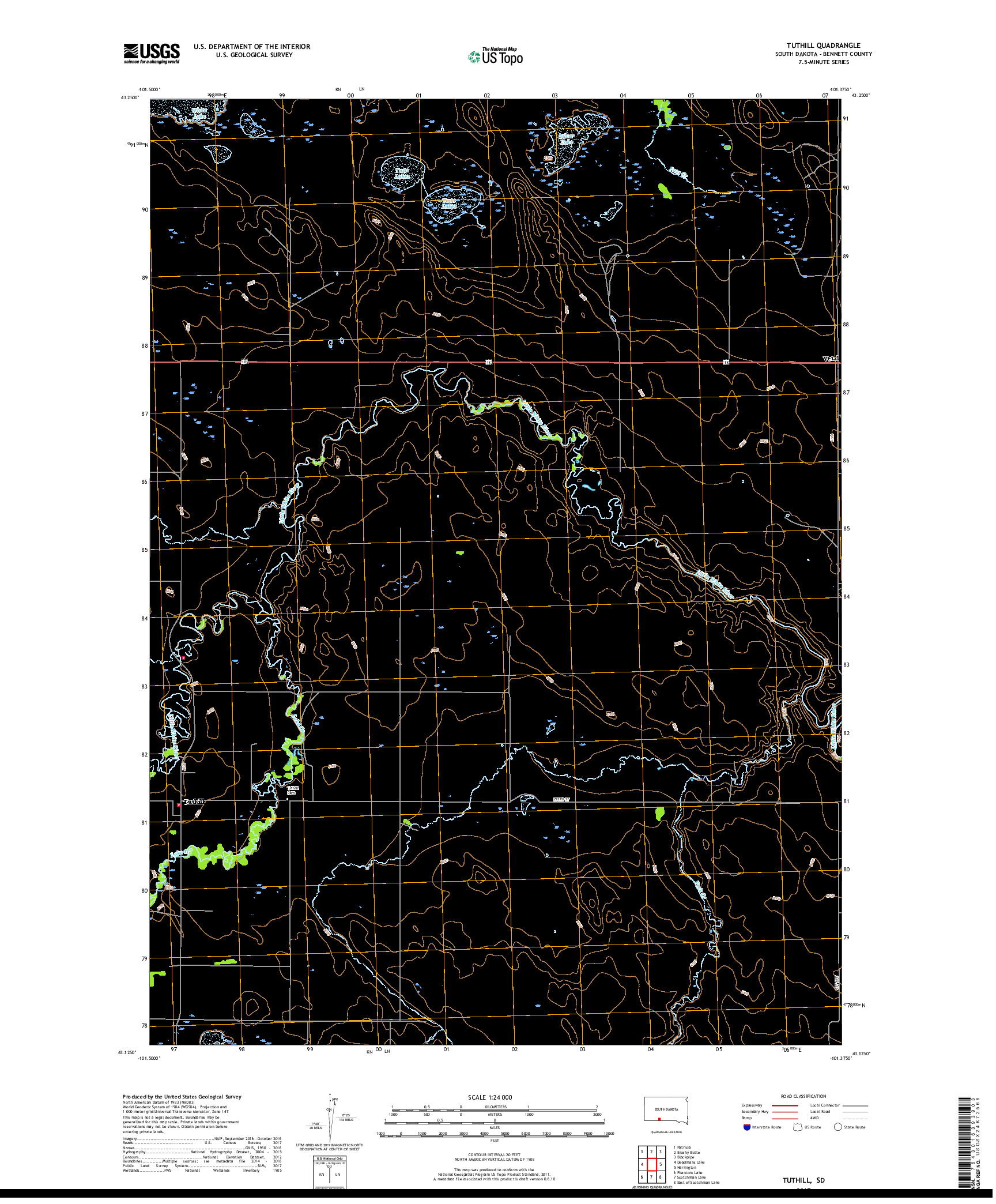 USGS US TOPO 7.5-MINUTE MAP FOR TUTHILL, SD 2017