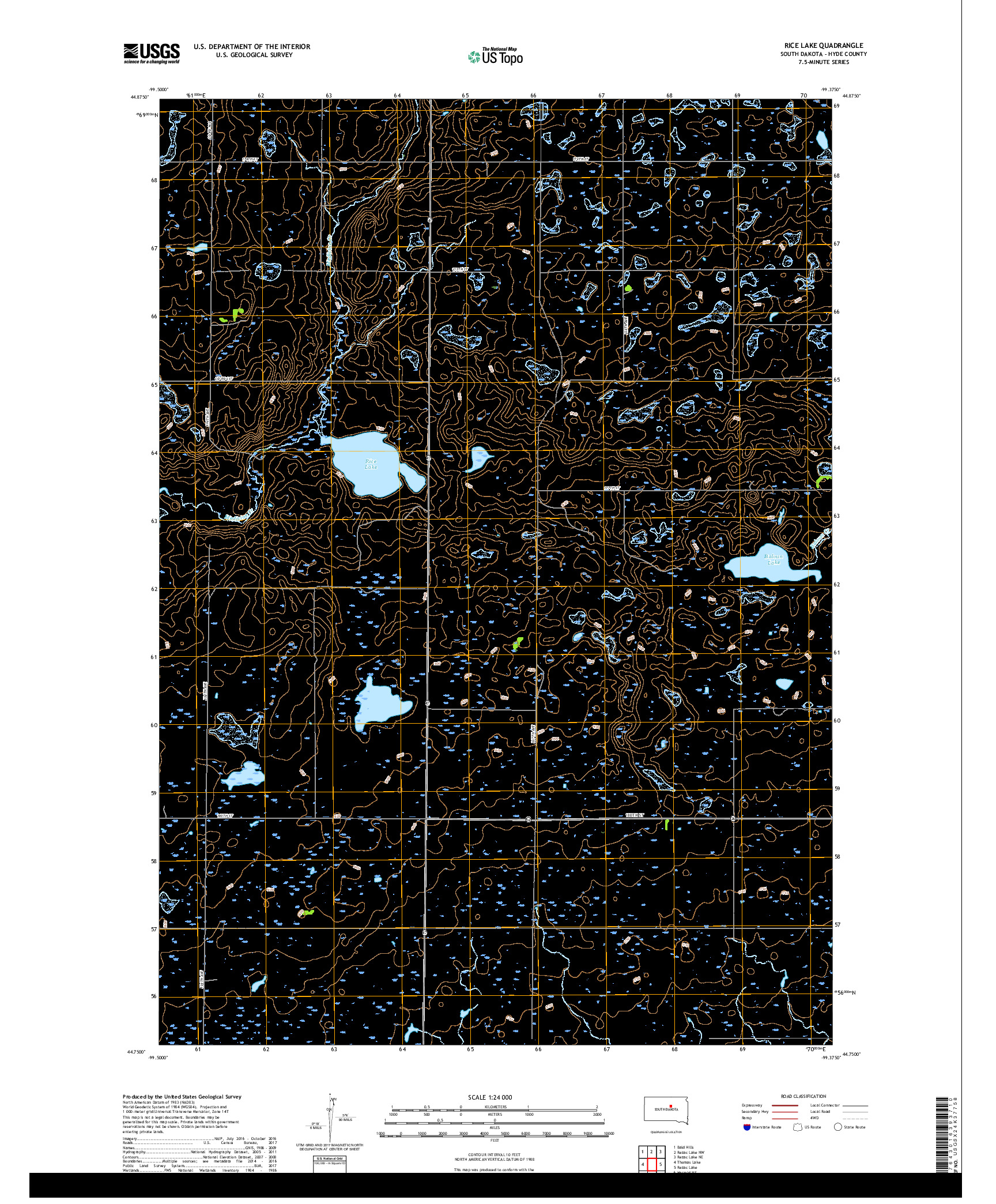 USGS US TOPO 7.5-MINUTE MAP FOR RICE LAKE, SD 2017