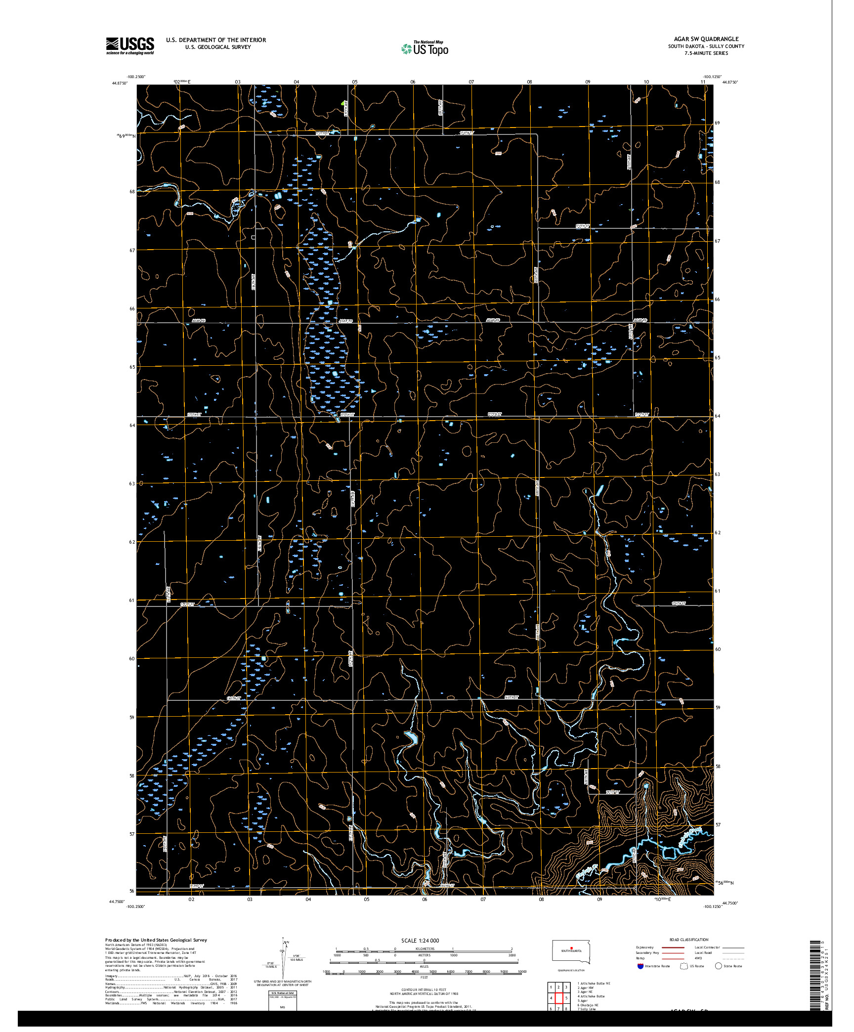 USGS US TOPO 7.5-MINUTE MAP FOR AGAR SW, SD 2017