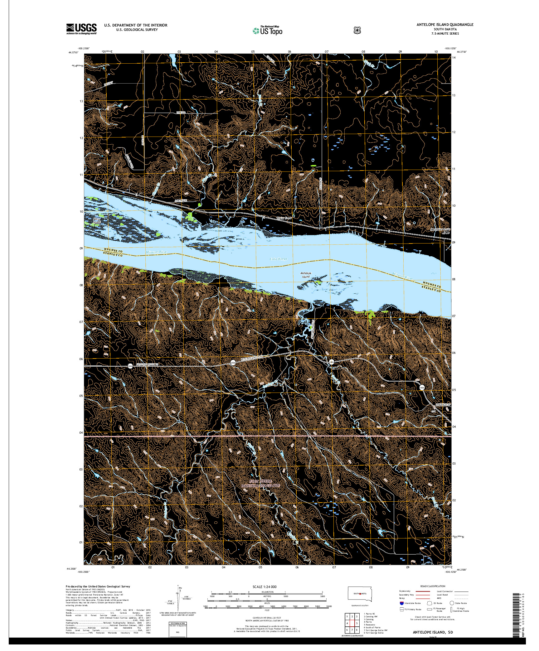 USGS US TOPO 7.5-MINUTE MAP FOR ANTELOPE ISLAND, SD 2017