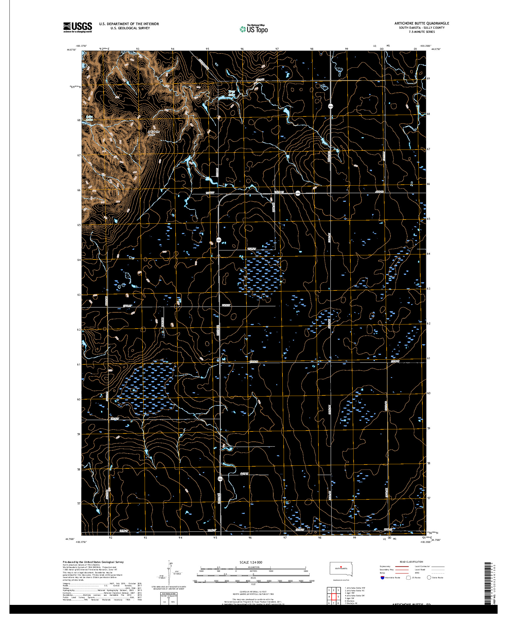 USGS US TOPO 7.5-MINUTE MAP FOR ARTICHOKE BUTTE, SD 2017