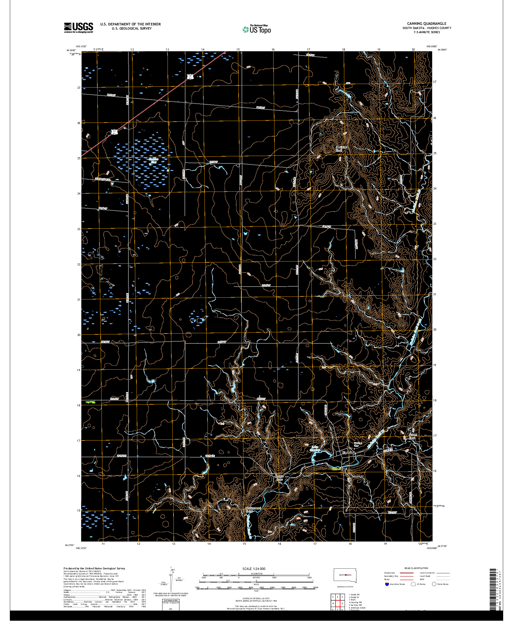 USGS US TOPO 7.5-MINUTE MAP FOR CANNING, SD 2017