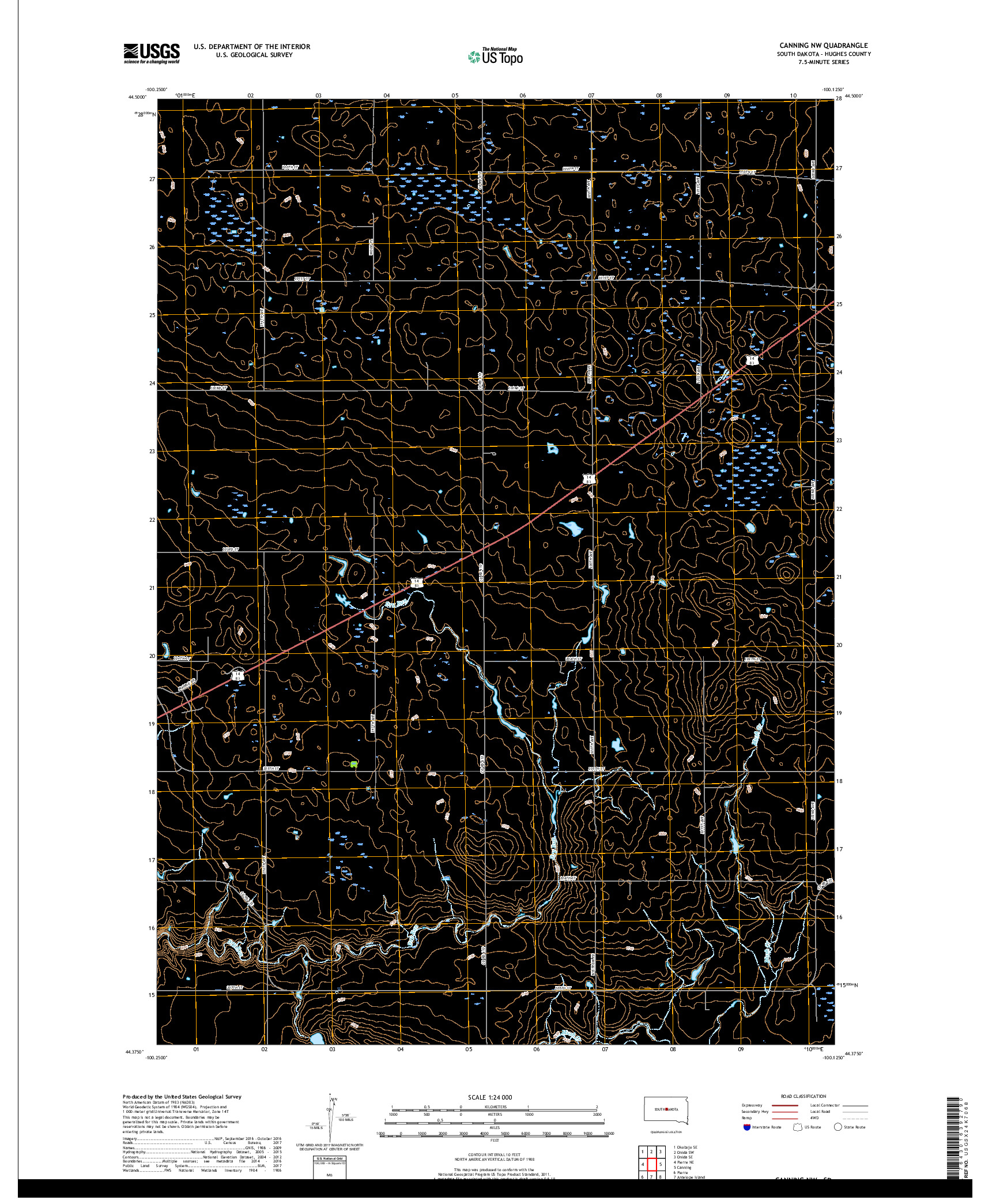 USGS US TOPO 7.5-MINUTE MAP FOR CANNING NW, SD 2017