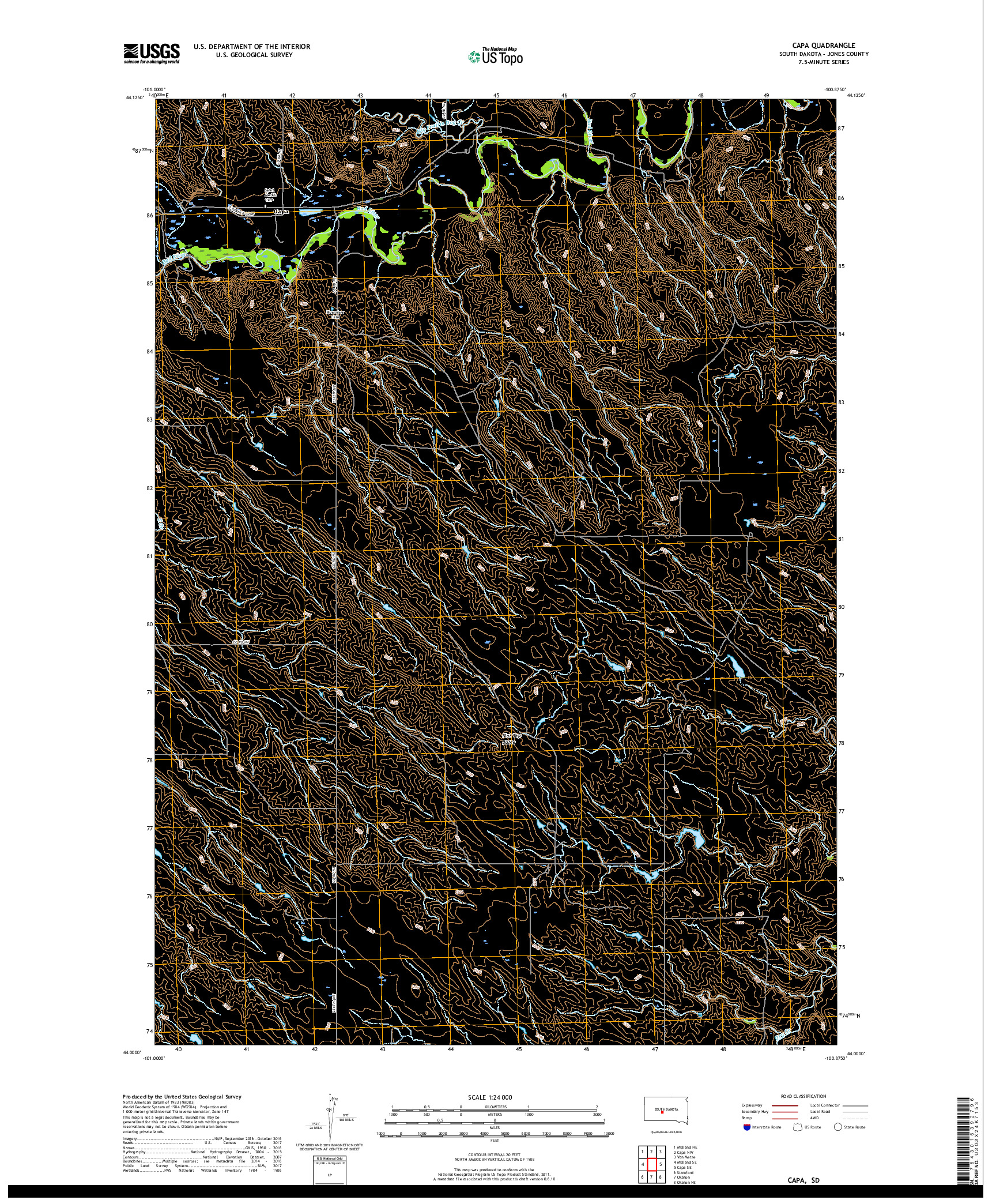 USGS US TOPO 7.5-MINUTE MAP FOR CAPA, SD 2017