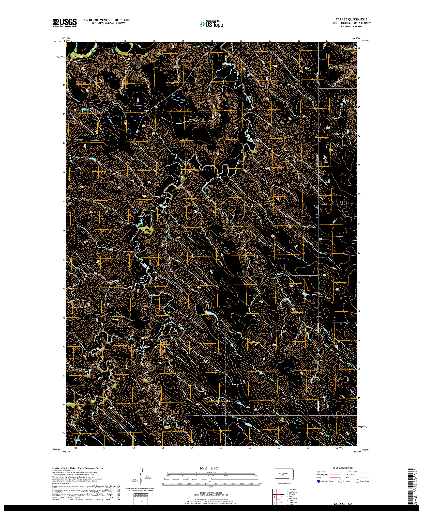 USGS US TOPO 7.5-MINUTE MAP FOR CAPA SE, SD 2017