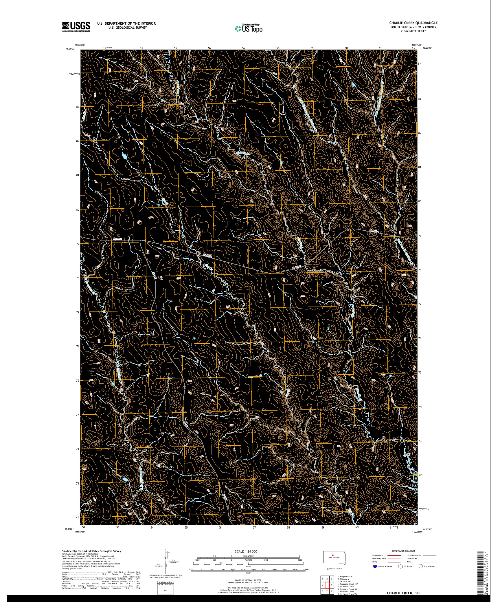 USGS US TOPO 7.5-MINUTE MAP FOR CHARLIE CREEK, SD 2017