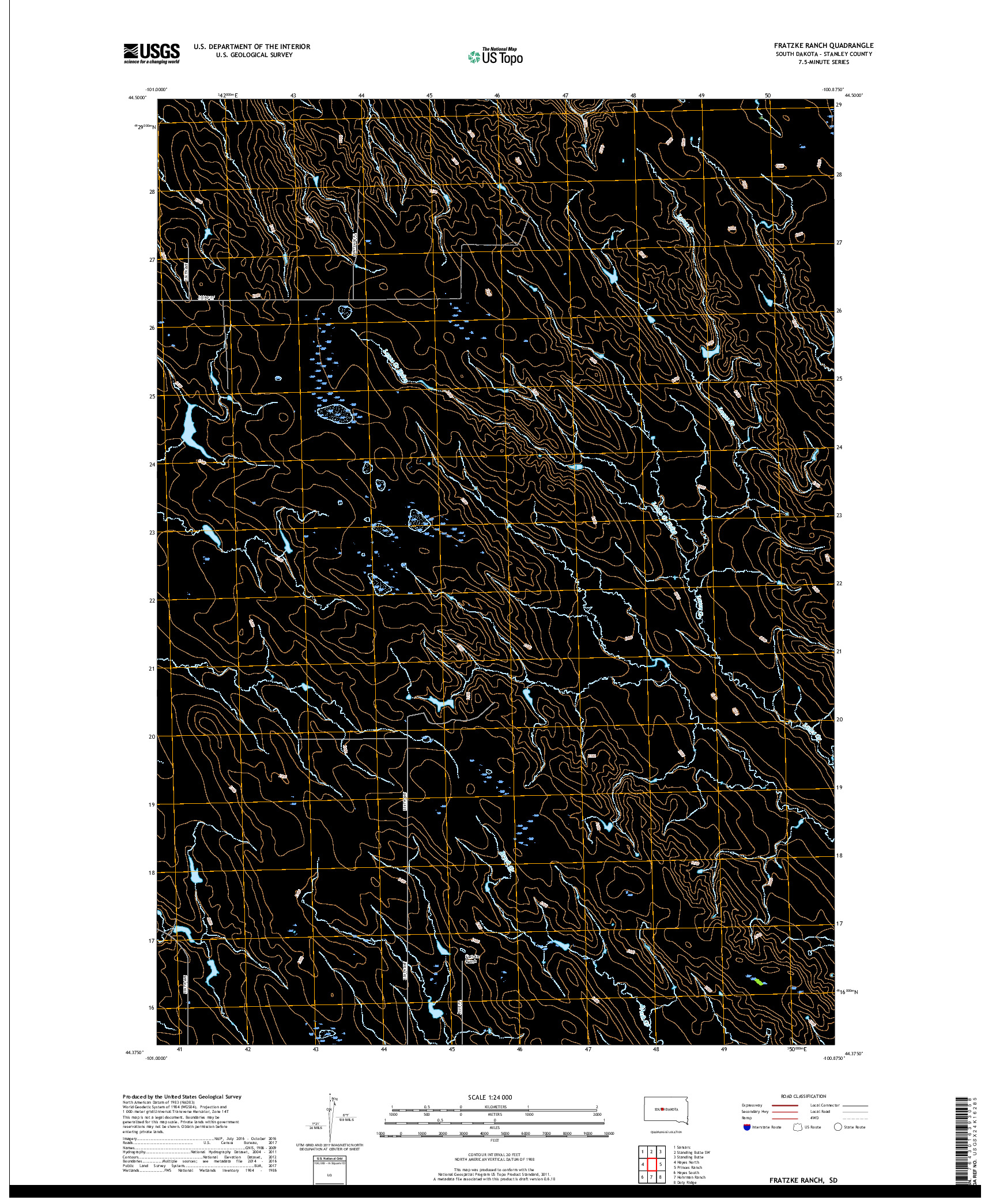 USGS US TOPO 7.5-MINUTE MAP FOR FRATZKE RANCH, SD 2017