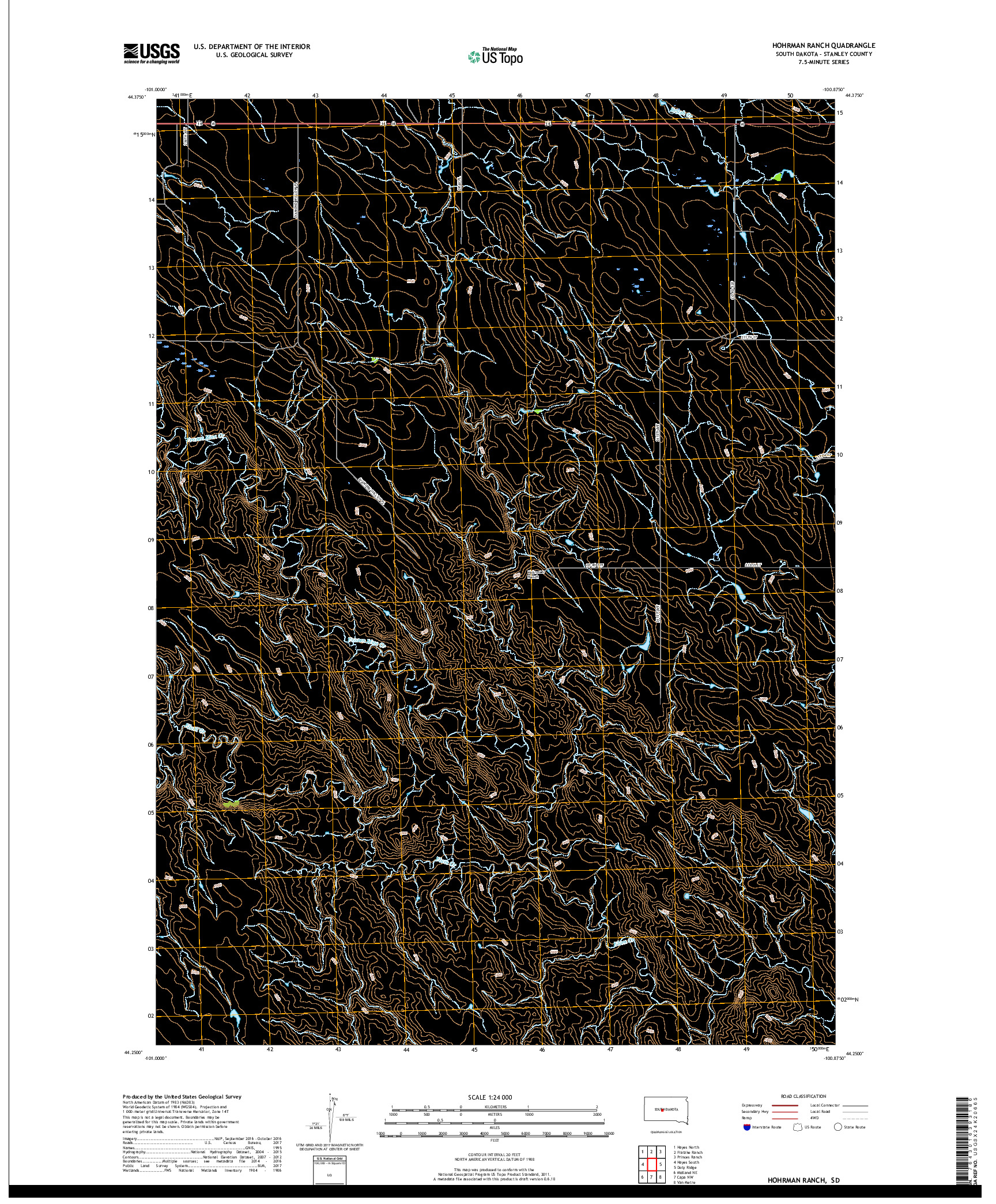 USGS US TOPO 7.5-MINUTE MAP FOR HOHRMAN RANCH, SD 2017